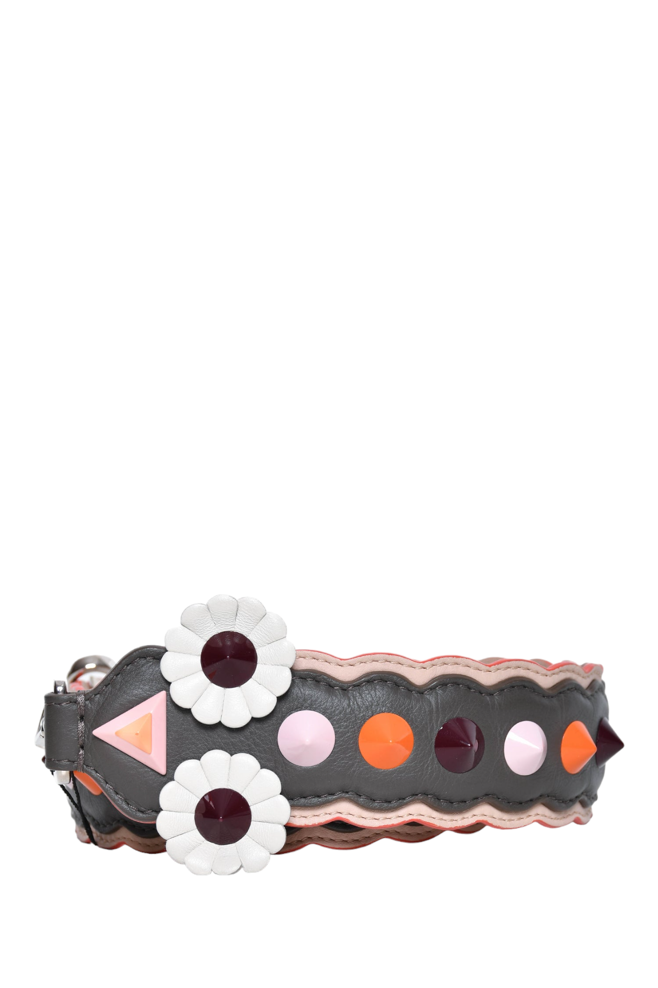Fendi Grey/Orange Studded Bag Strap