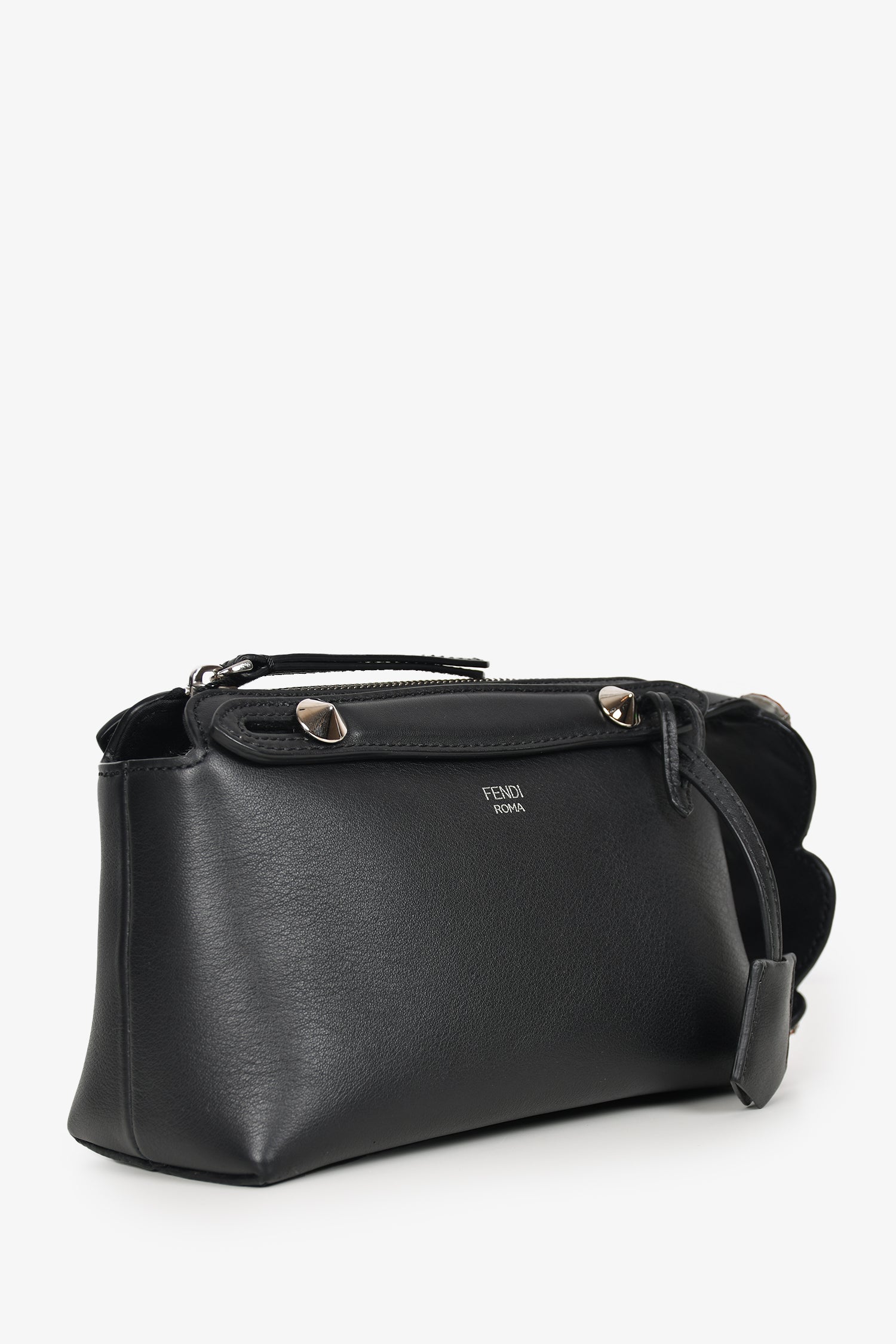 Fendi Black Leather Crystal Embellished 'By The Way' Bag with Strap