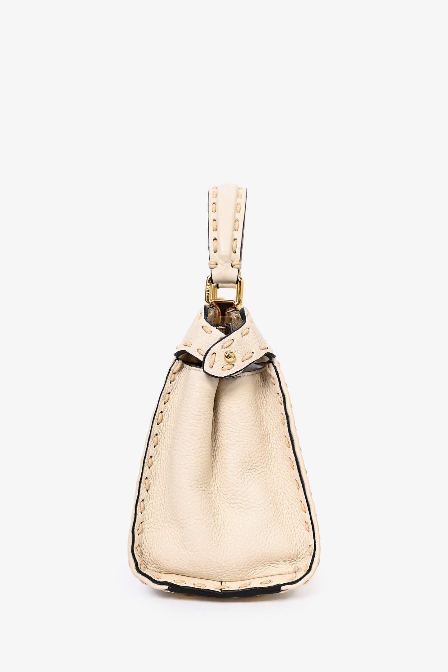 Fendi Cream Leather Astrology Embroidered Canvas Mini Peekaboo Top Handle