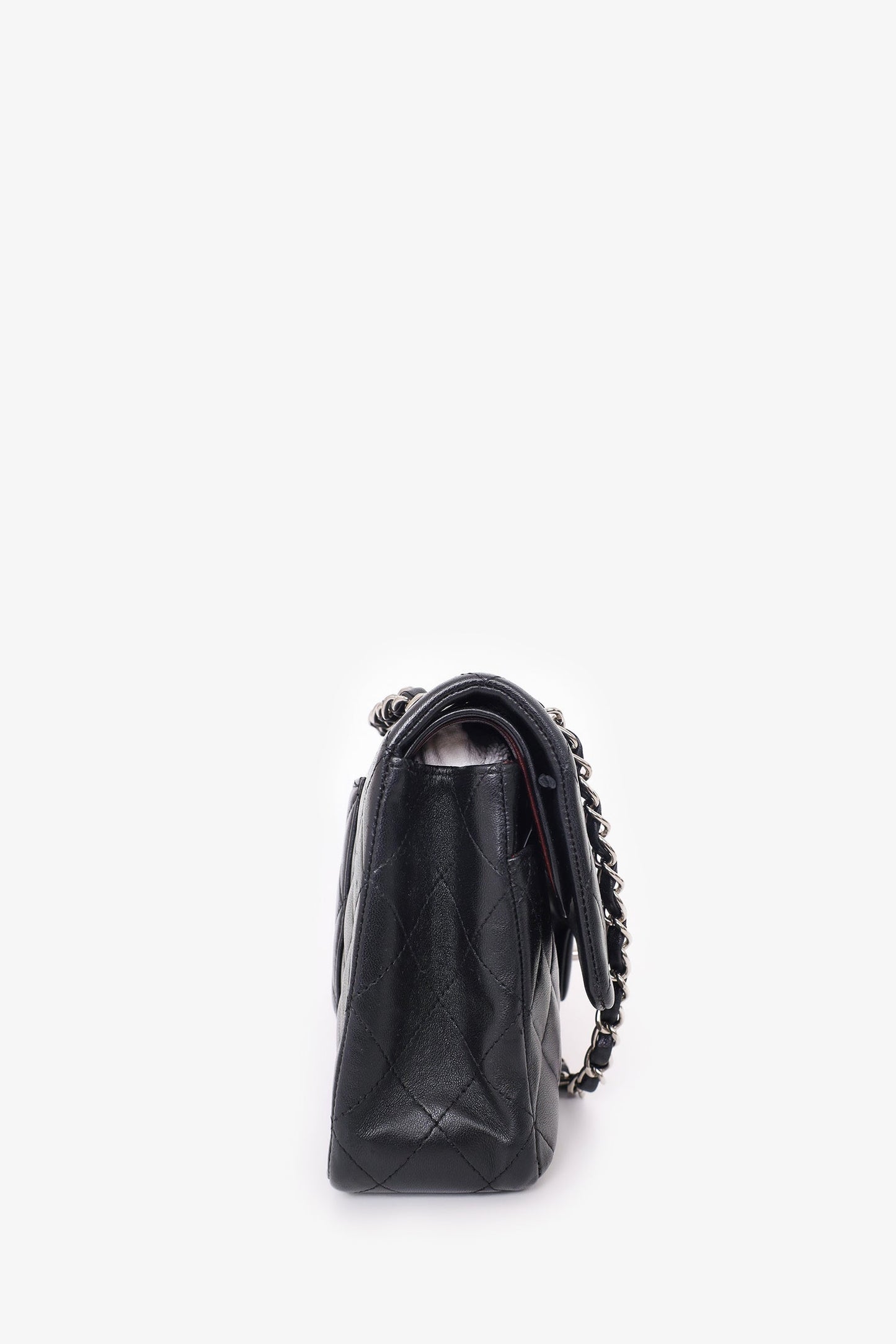 Chanel™ 2009-10 Black Lambskin Quilted Medium Double Flap Shoulder Bag