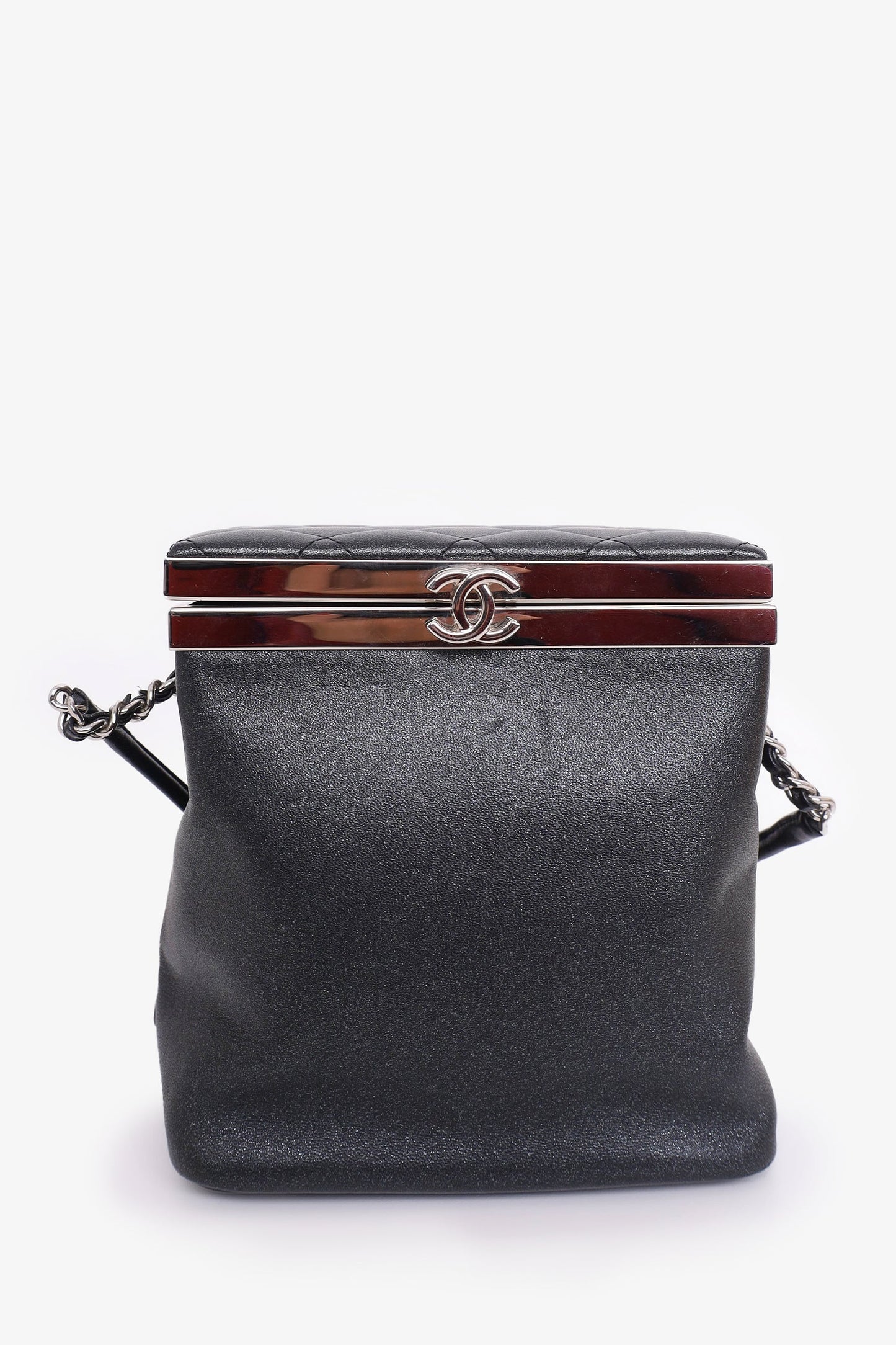 Chanel™ 2016-17 Black Lambskin Quilted CC Vanity With Strap Handbag