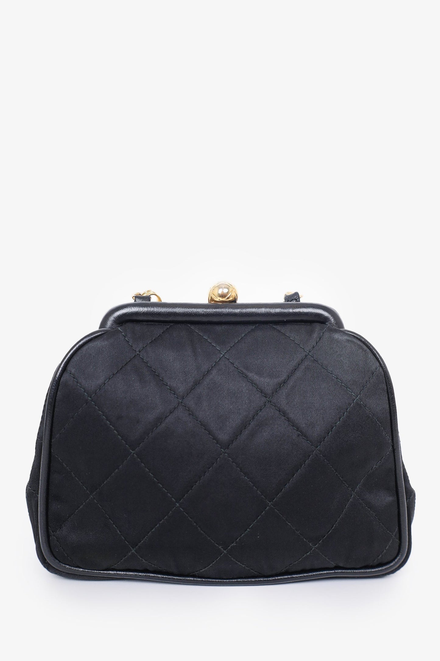 Chanel™ 1989-1991 Black Satin Framed Mini Evening Bag