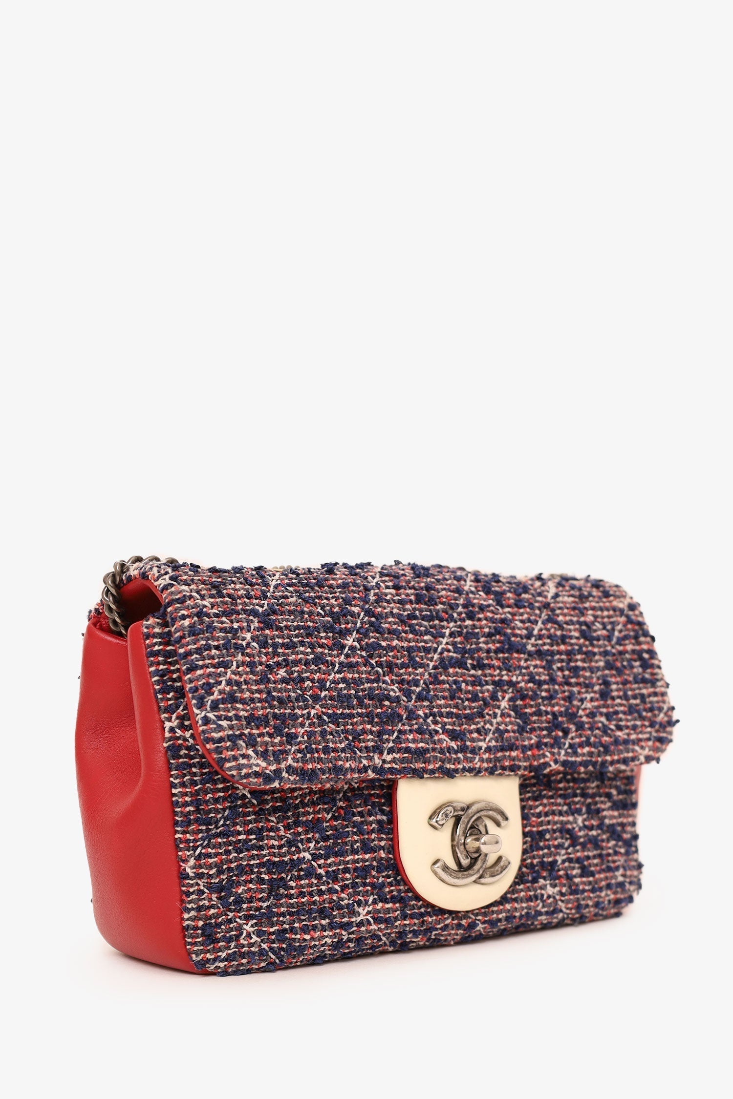Chanel™ 2016-17 Navy/Red Tweed Mini Single Flap Bag