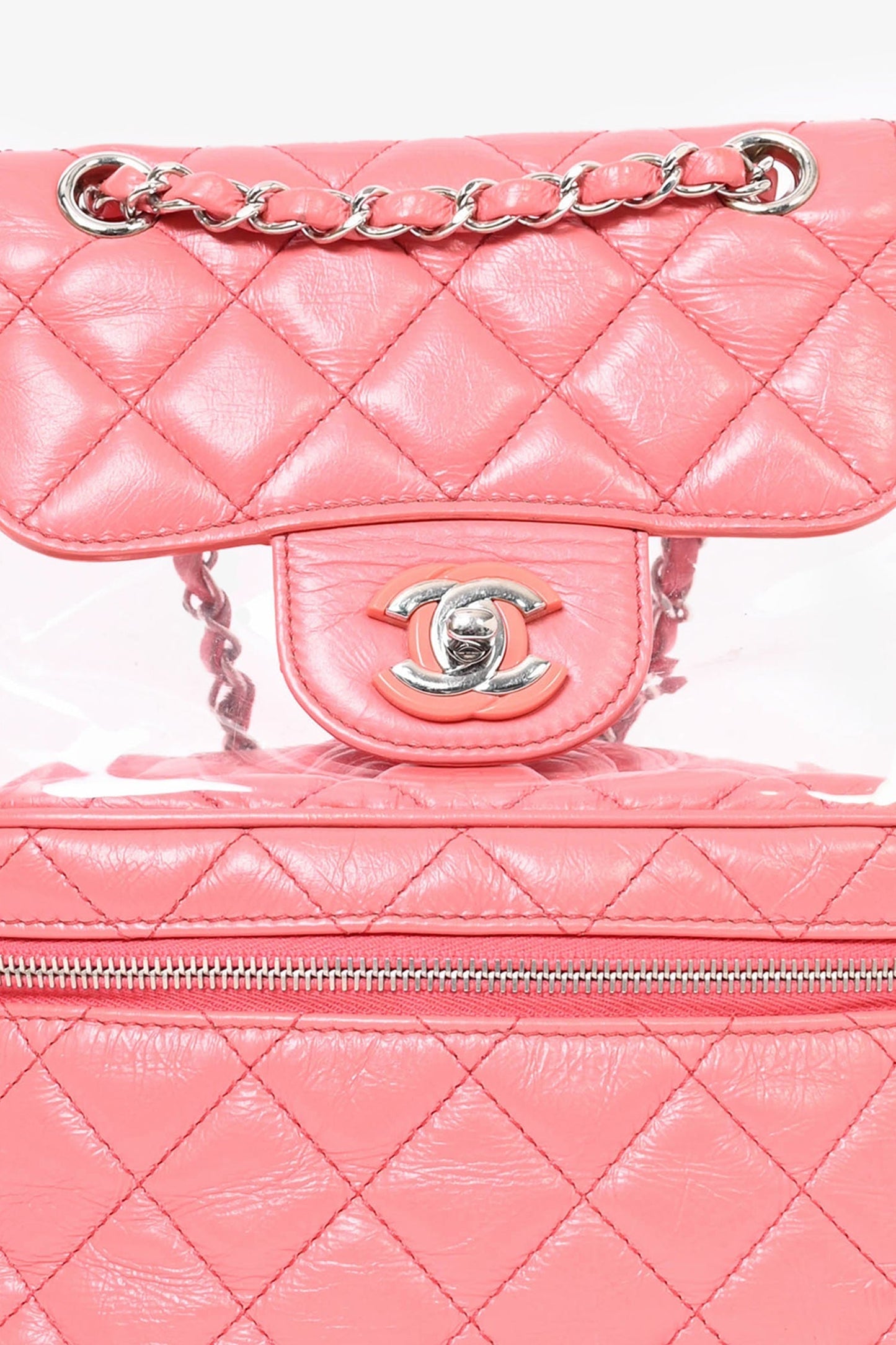 Chanel™ 2018 Pink Calfskin Leather/PVC 'Aquarium' Backpack
