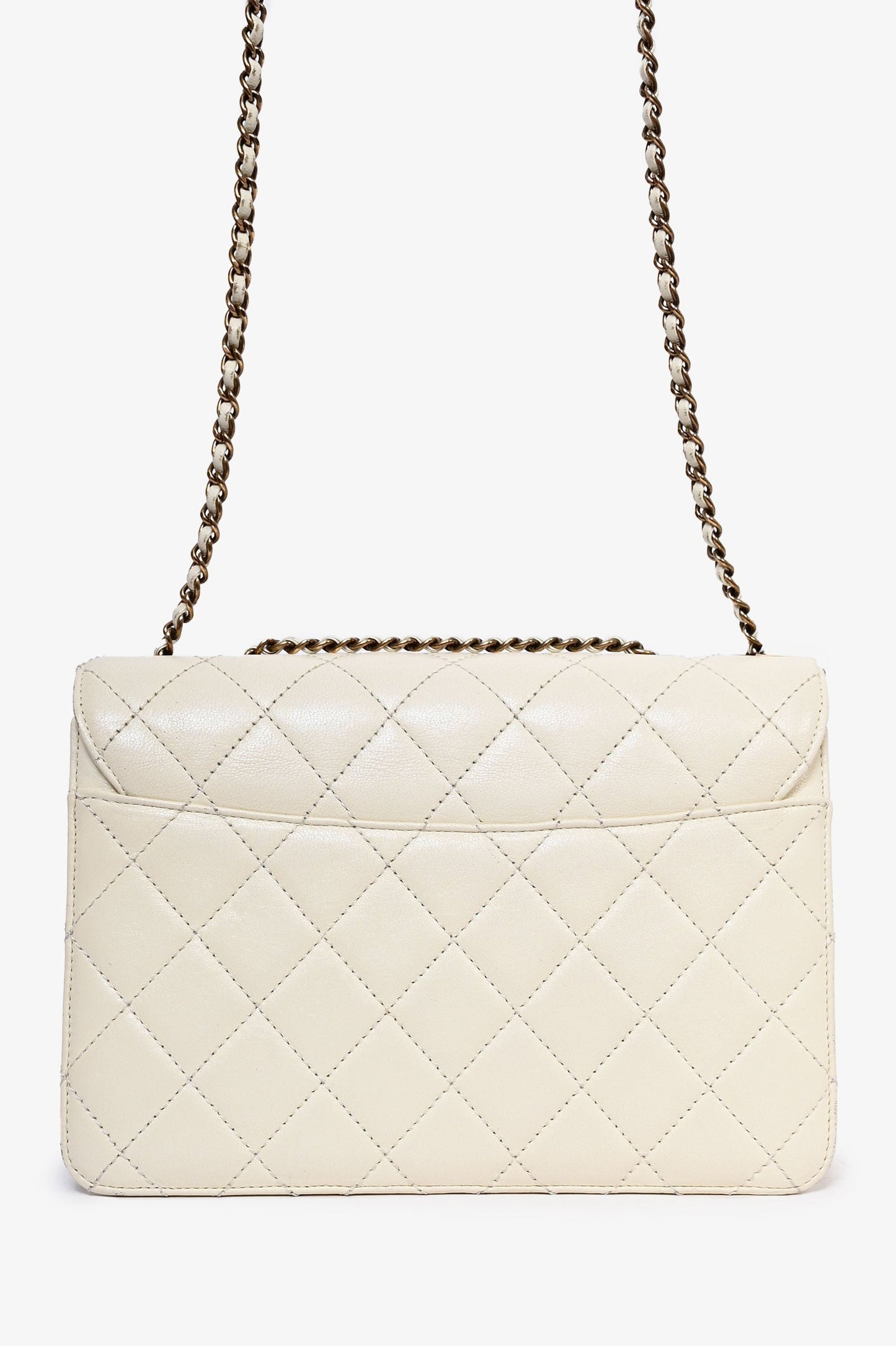 Chanel™ 2016 Cream Leather Beauty Lock Flap Shoulder Bag