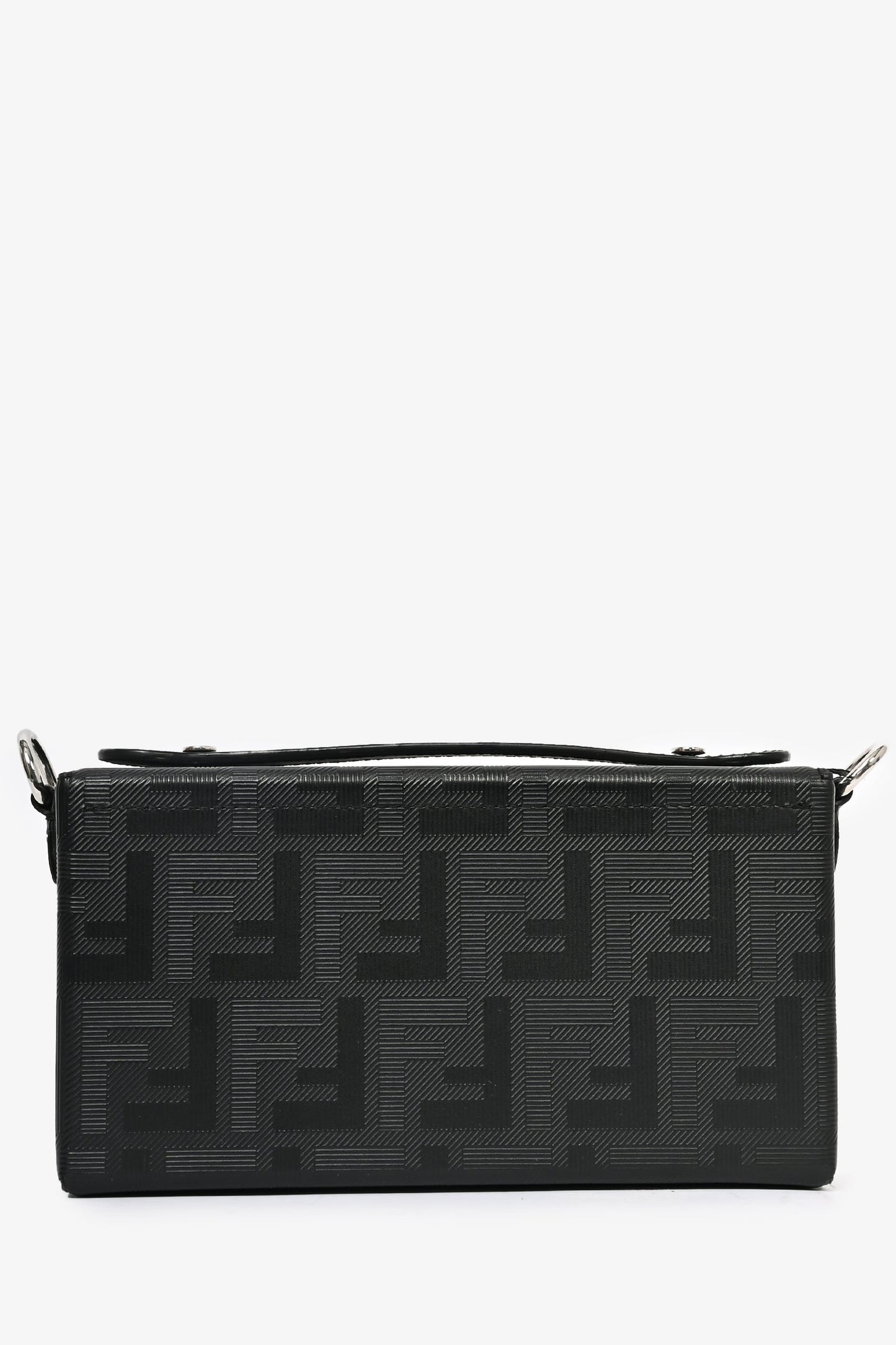 Fendi Black Leather Baguette Soft Trunk Crossbody