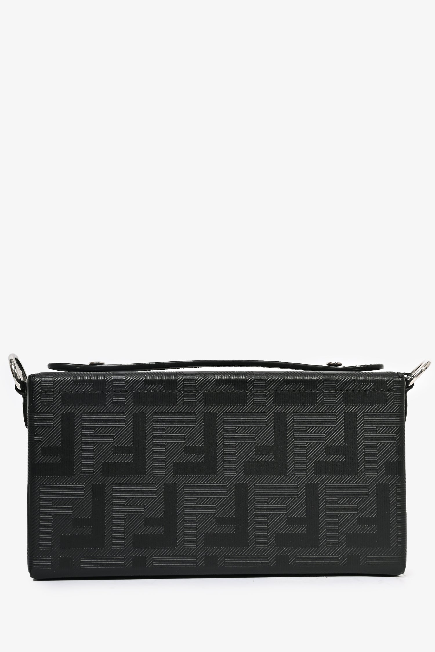 Fendi Black Leather Baguette Soft Trunk Crossbody