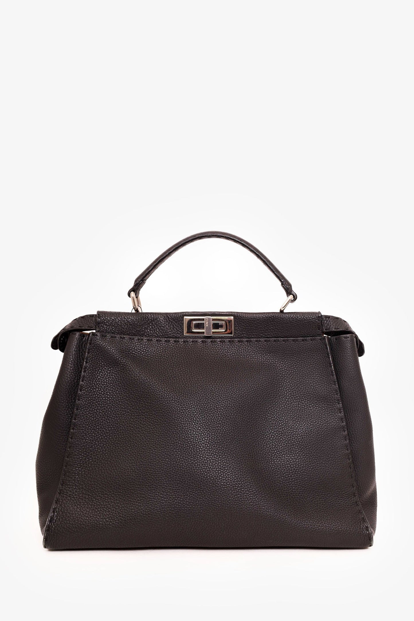 Fendi Black Leather Large Peekaboo with Strap