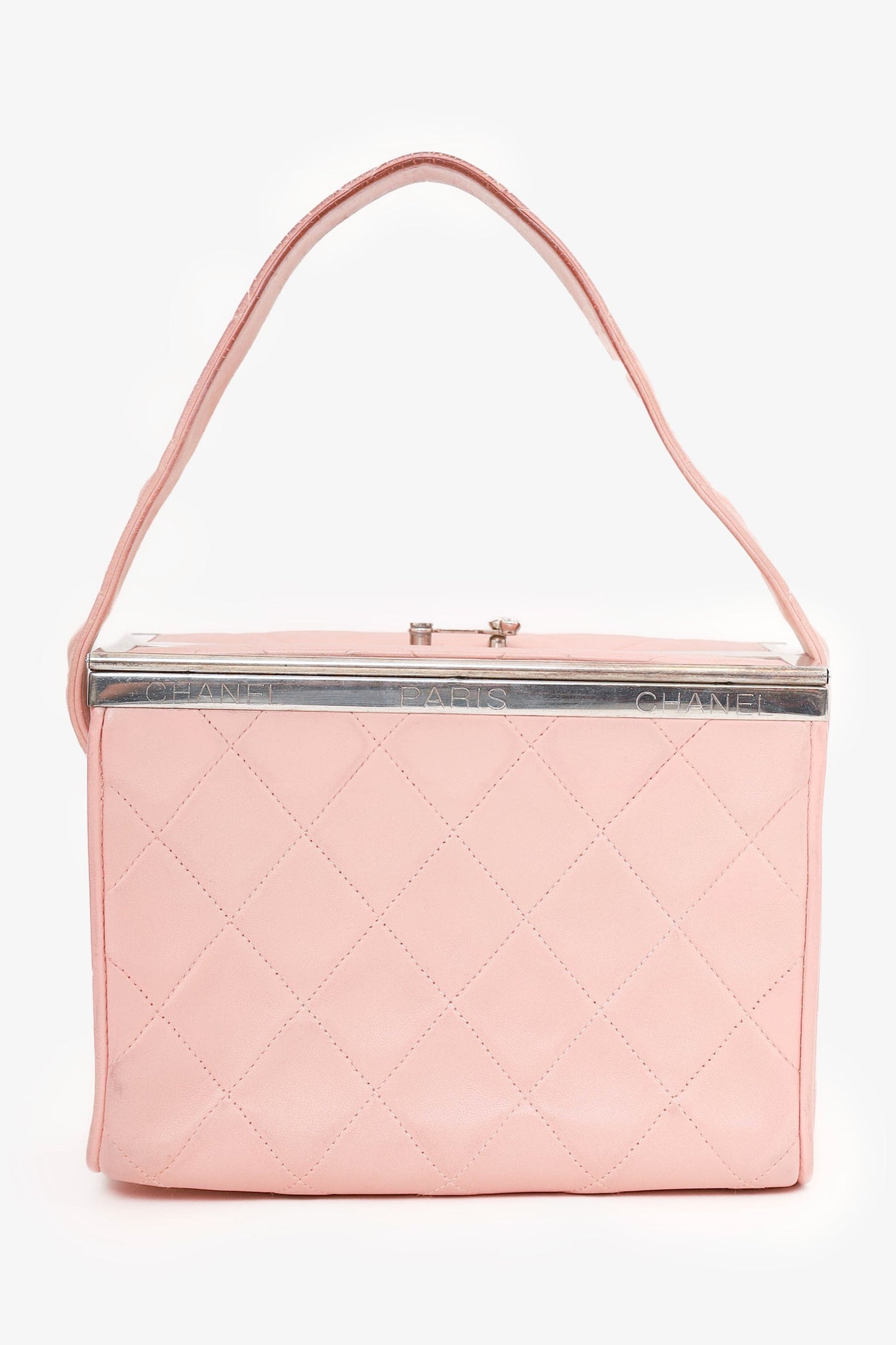 Chanel™ 1996-97 Pink Quilted Lambskin Vanity Box Handbag