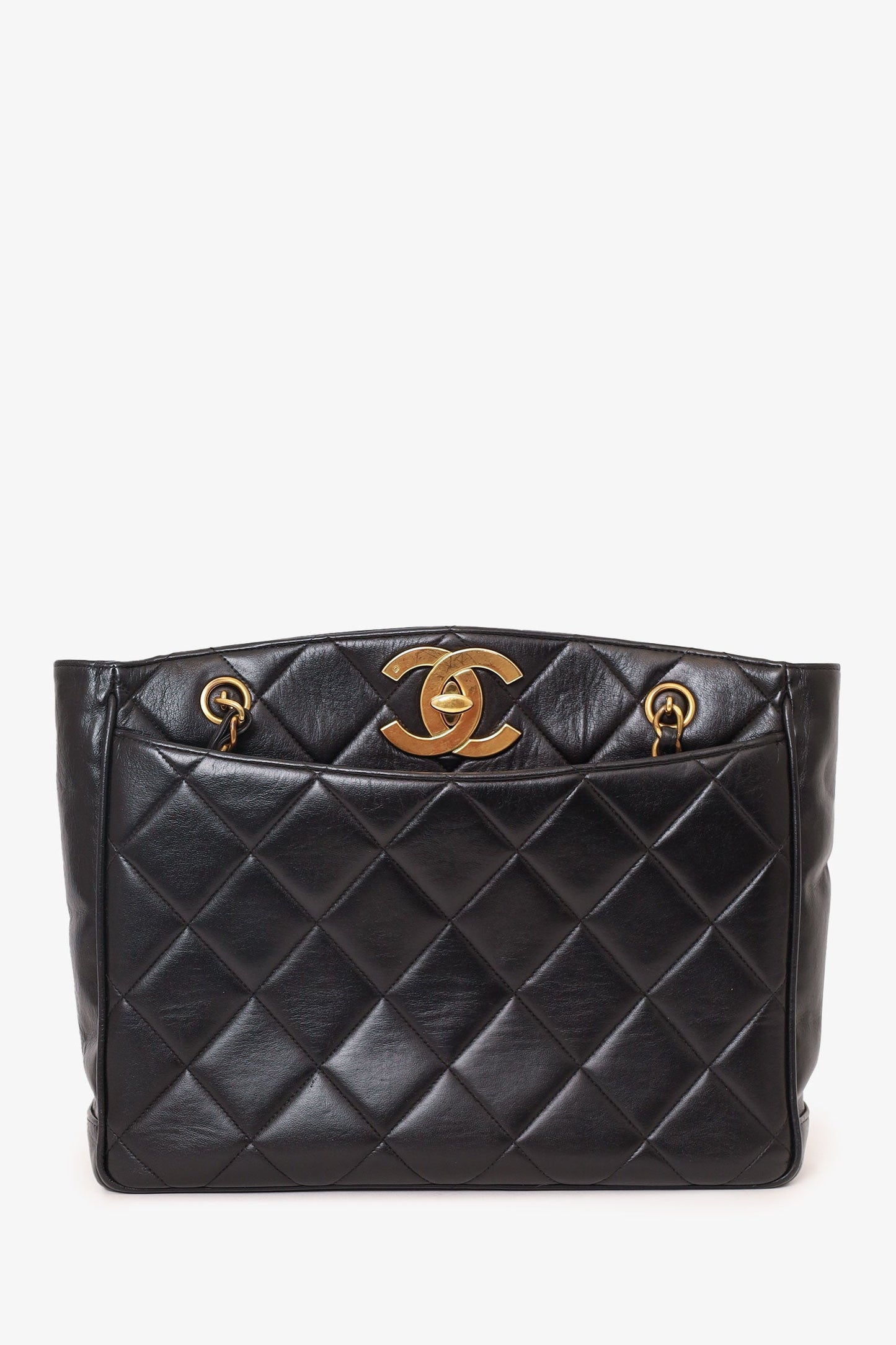 Chanel™ Black Quilted Lambskin CC Tote Bag
