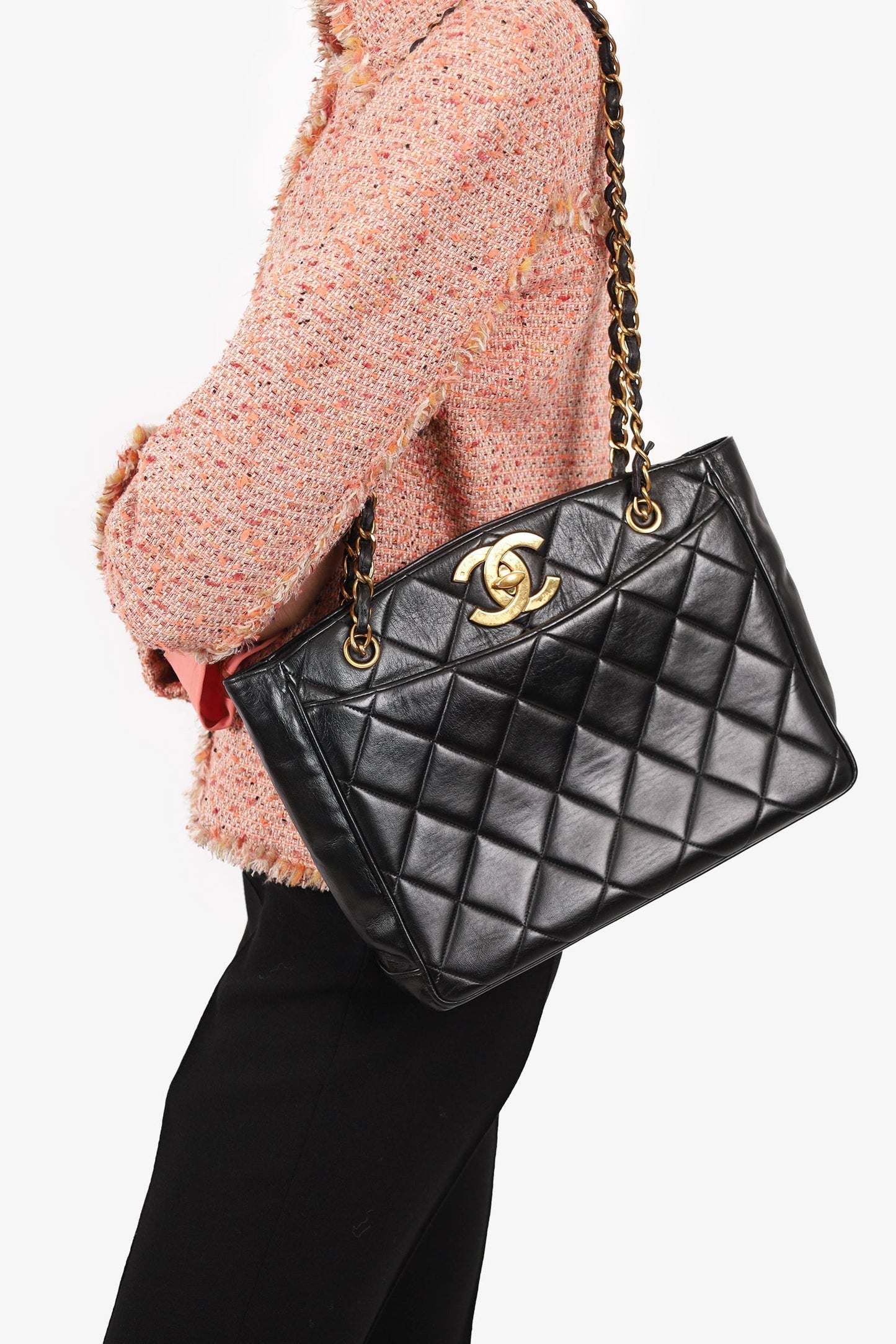 Chanel™ Black Quilted Lambskin CC Tote Bag