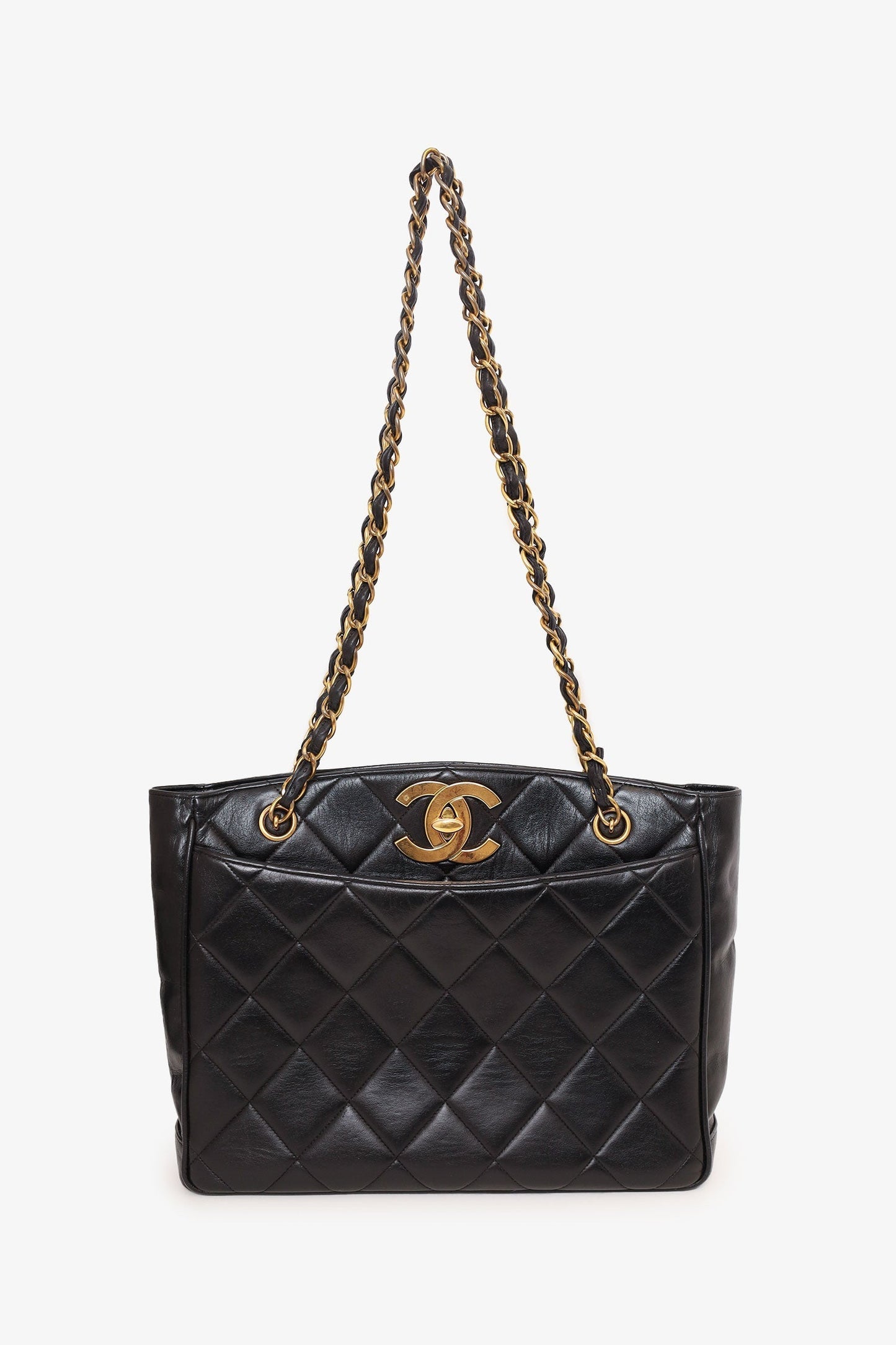 Chanel™ Black Quilted Lambskin CC Tote Bag