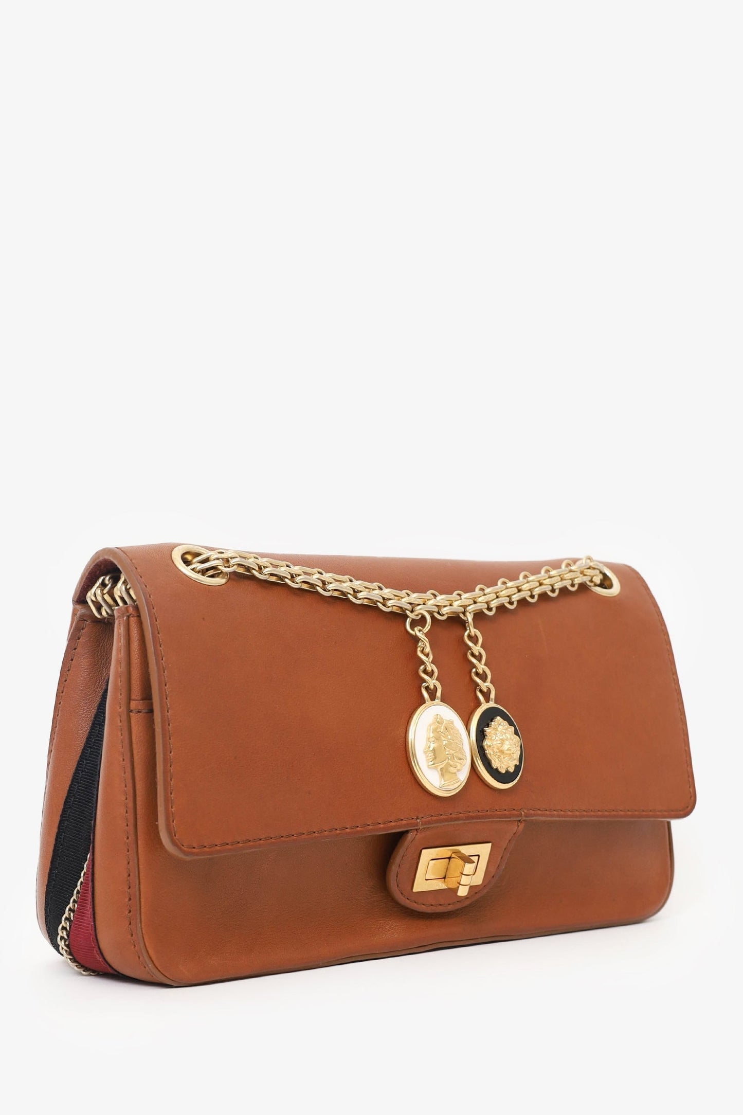 Chanel™ 2017 Brown Leather Medallion Charm Reissue 2.55 Shoulder Bag