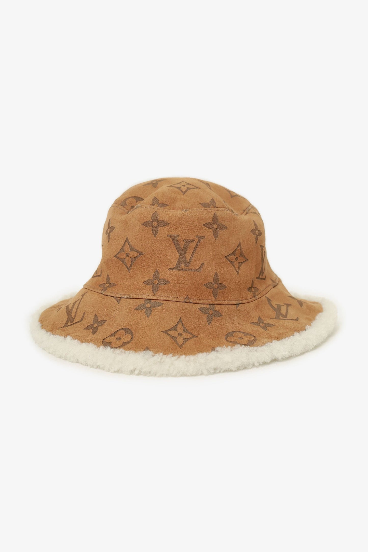 Louis Vuitton Brown/Cream Suede/Shearling Reversible Bucket Hat