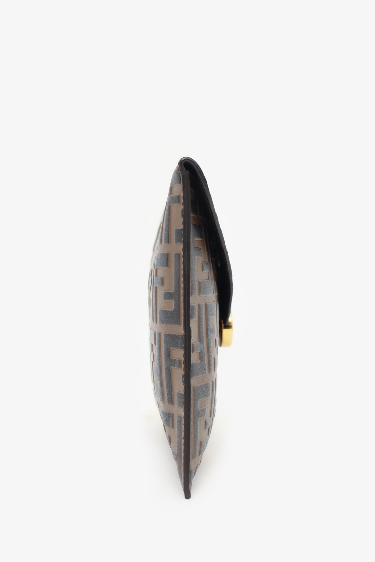 Fendi Brown Leather FF Motif Flat Clutch Flap Pouch