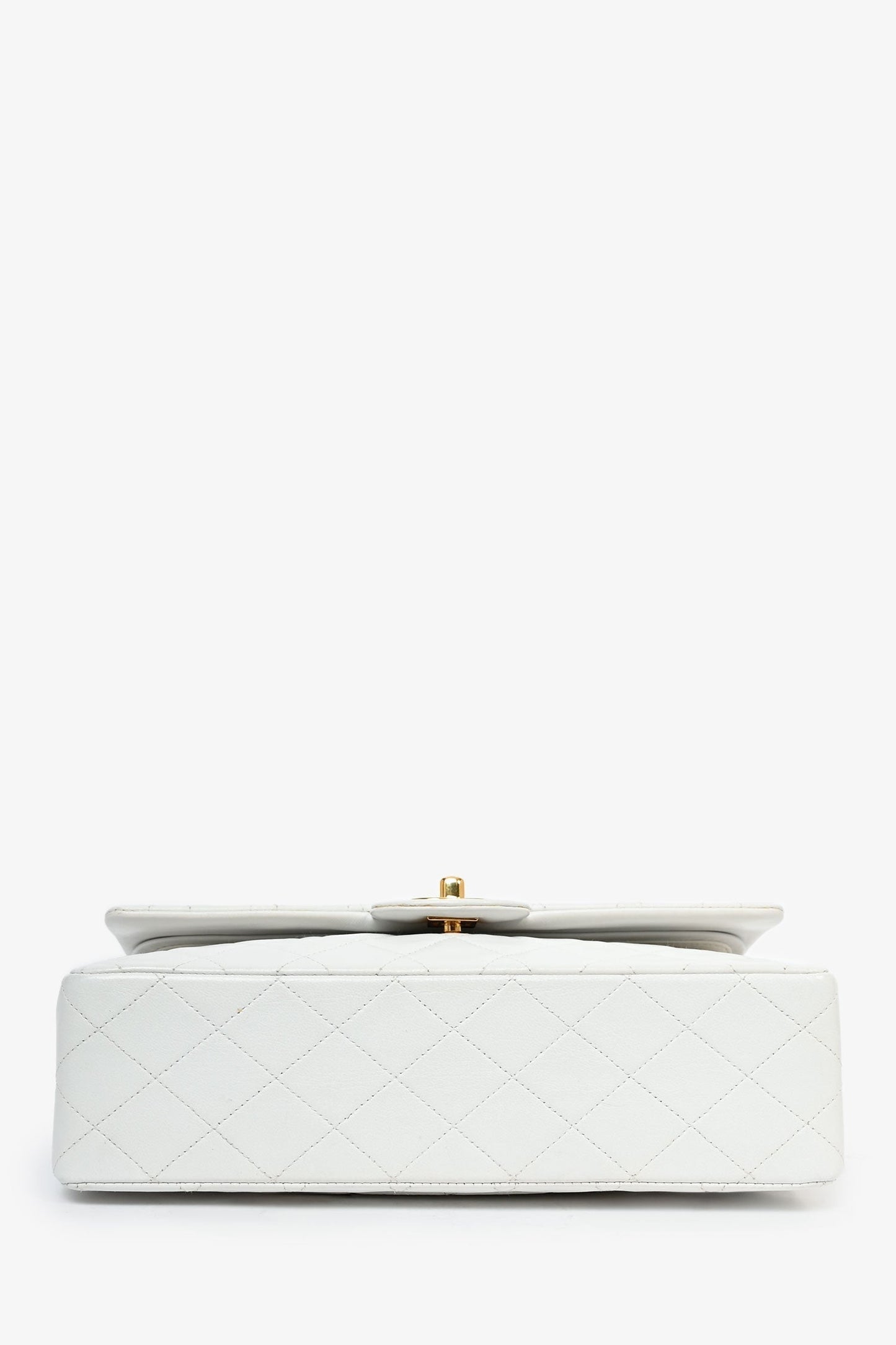 Chanel™ 1991-94 White Quilted Leather Medium Double Flap (Refurbished) Shoulder Bag