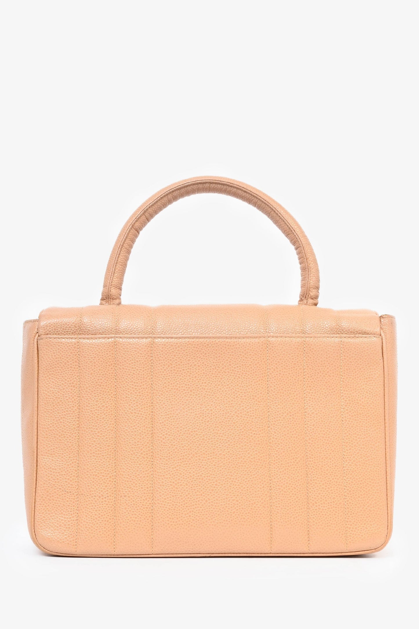 Chanel™ 1995 Beige Caviar Leather Kelly Mademoiselle Top Handle Handbag