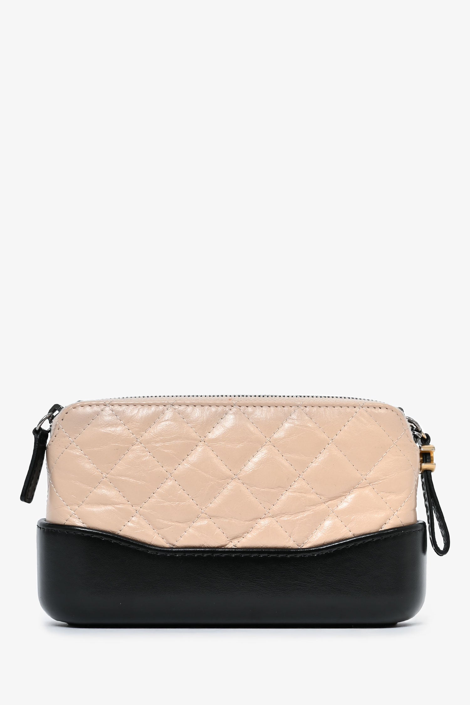 Chanel™ 2017-18 Beige/Black Leather Gabrielle Wallet on Chain Crossbody