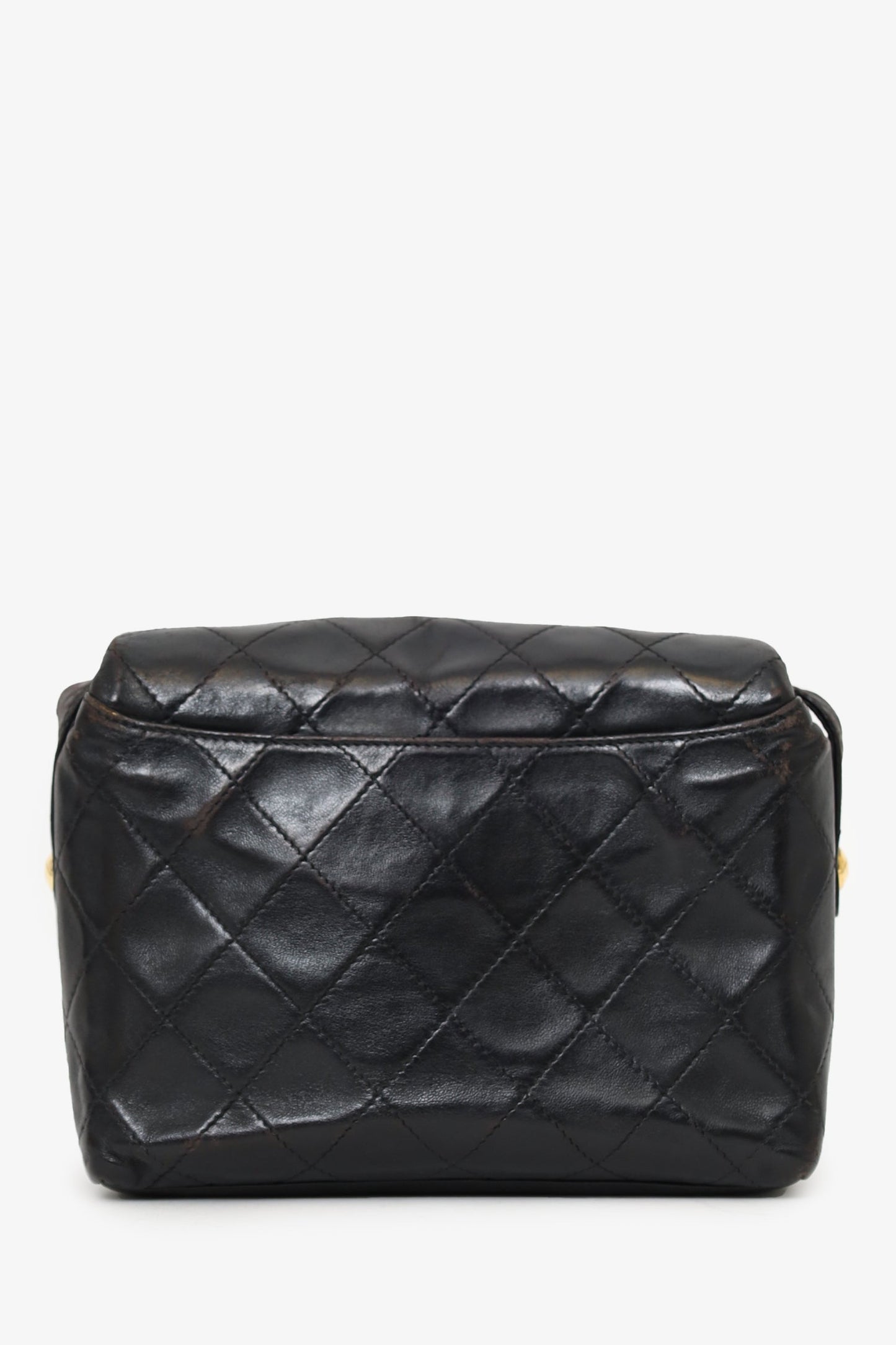 Chanel™ 1991-94 Black Lambskin Round Flap Shoulder Bag