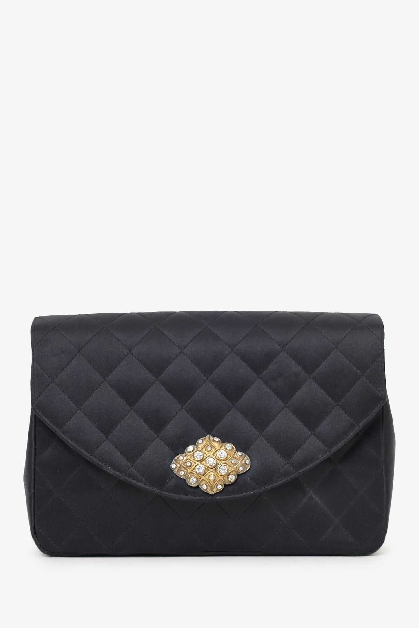 Chanel™ 1986-88 Black Satin Gripoix Pearl Jewel Evening Bag 'As Is'