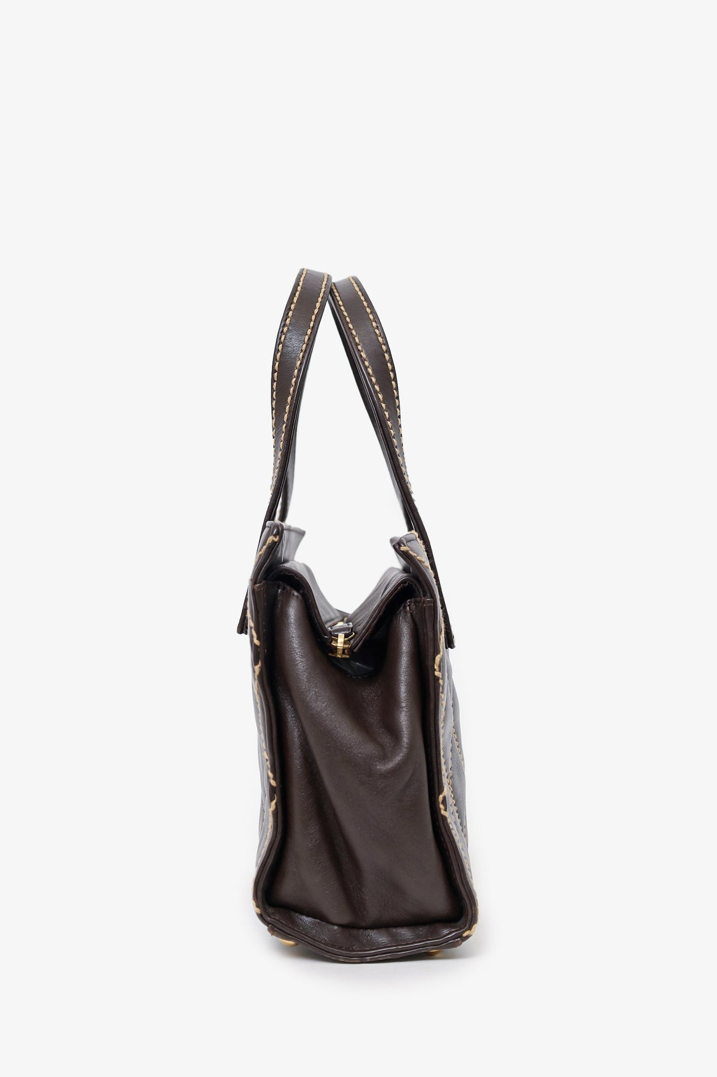 Chanel™ 2004-05 Brown Leather Wild Stitch Coco Mark Leather Tote Bag