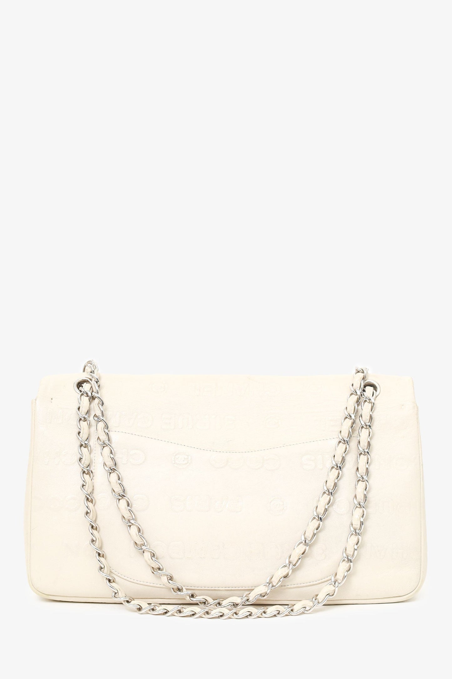 Chanel™ 2008-09 White Embossed CC Calfskin Unlimited Reissue 228 Flap Bag