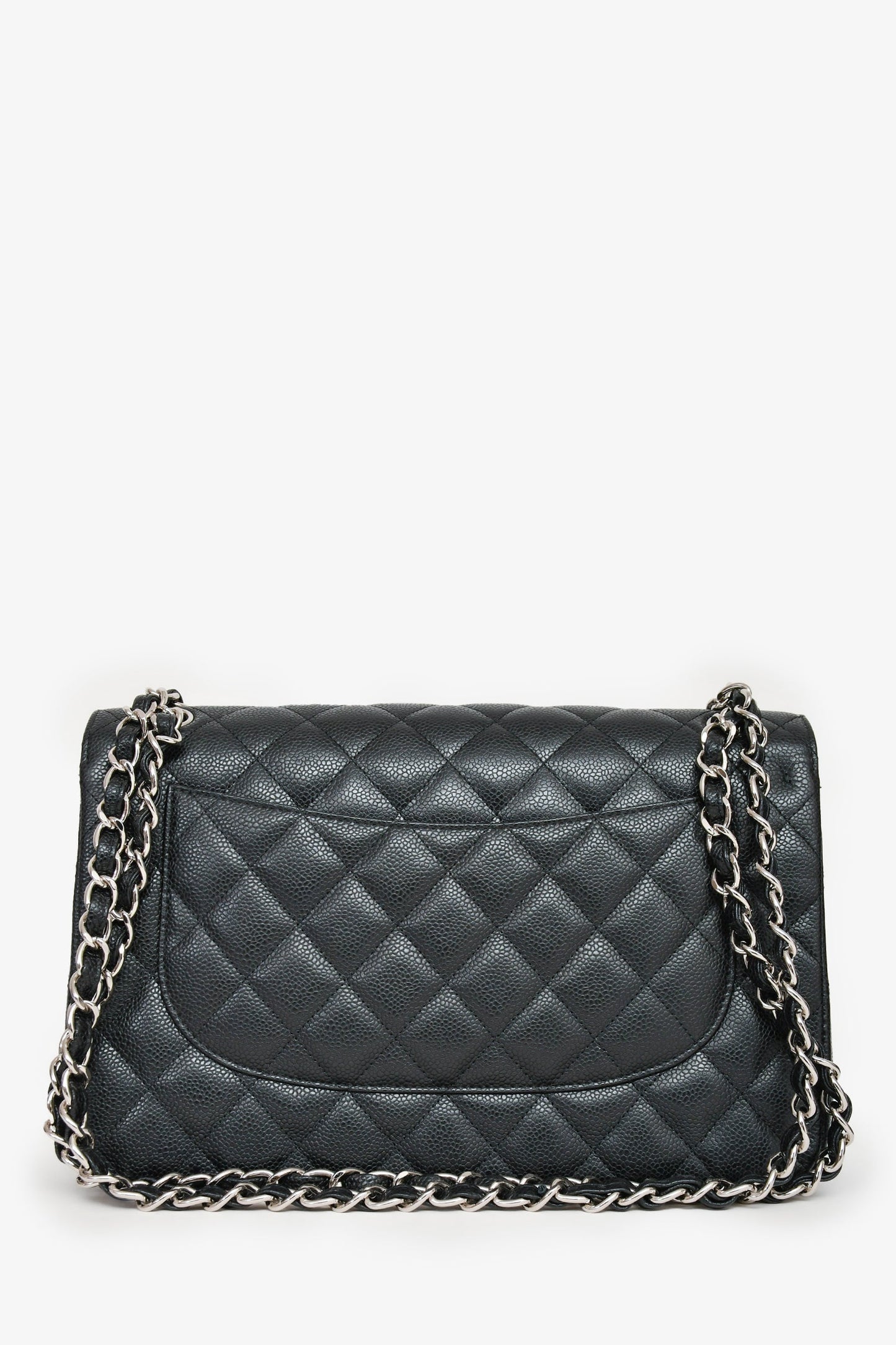 Chanel™ 2014 Black Caviar Leather Jumbo Double Flap Shoulder Bag