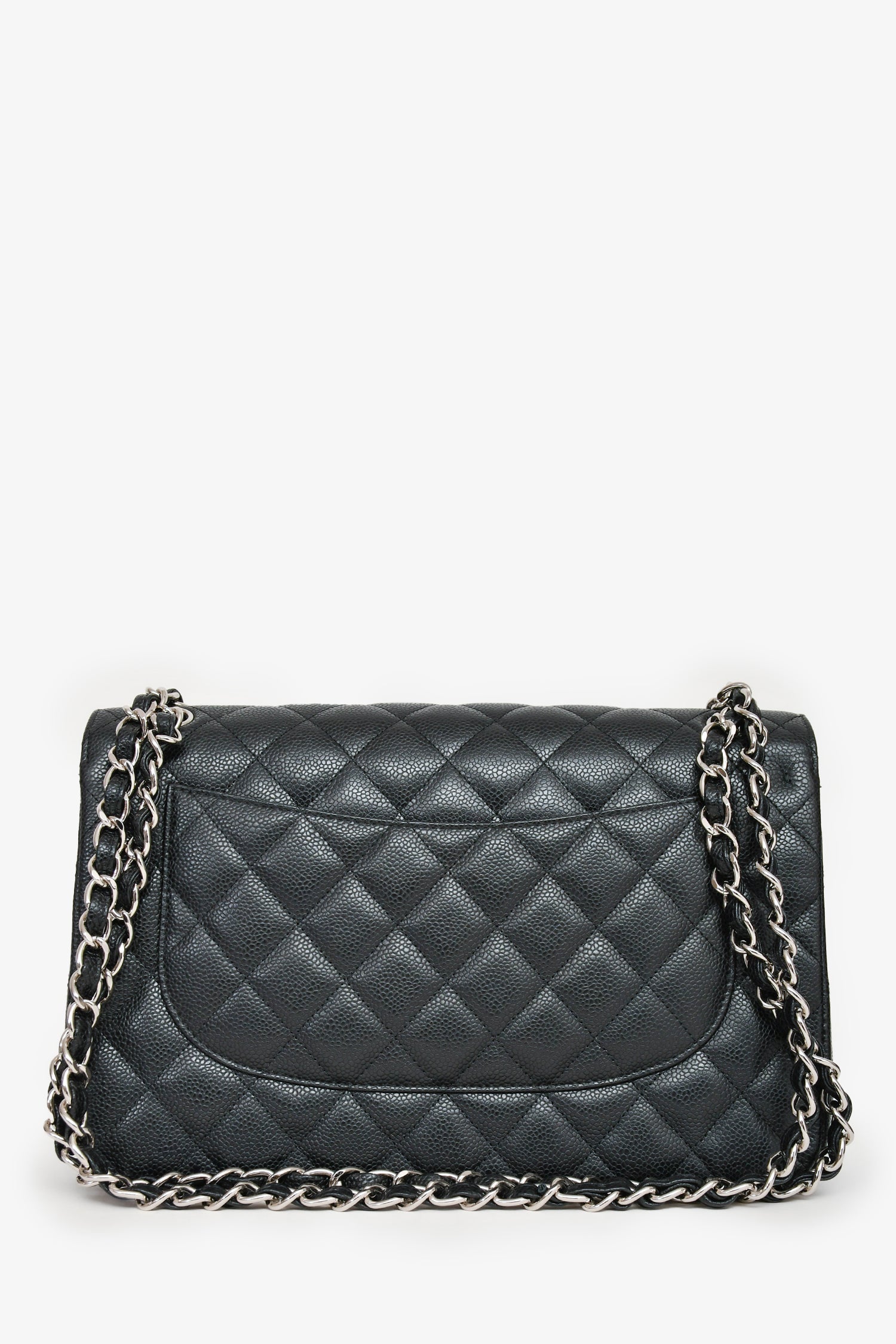 Chanel™ 2014 Black Caviar Leather Jumbo Double Flap Shoulder Bag