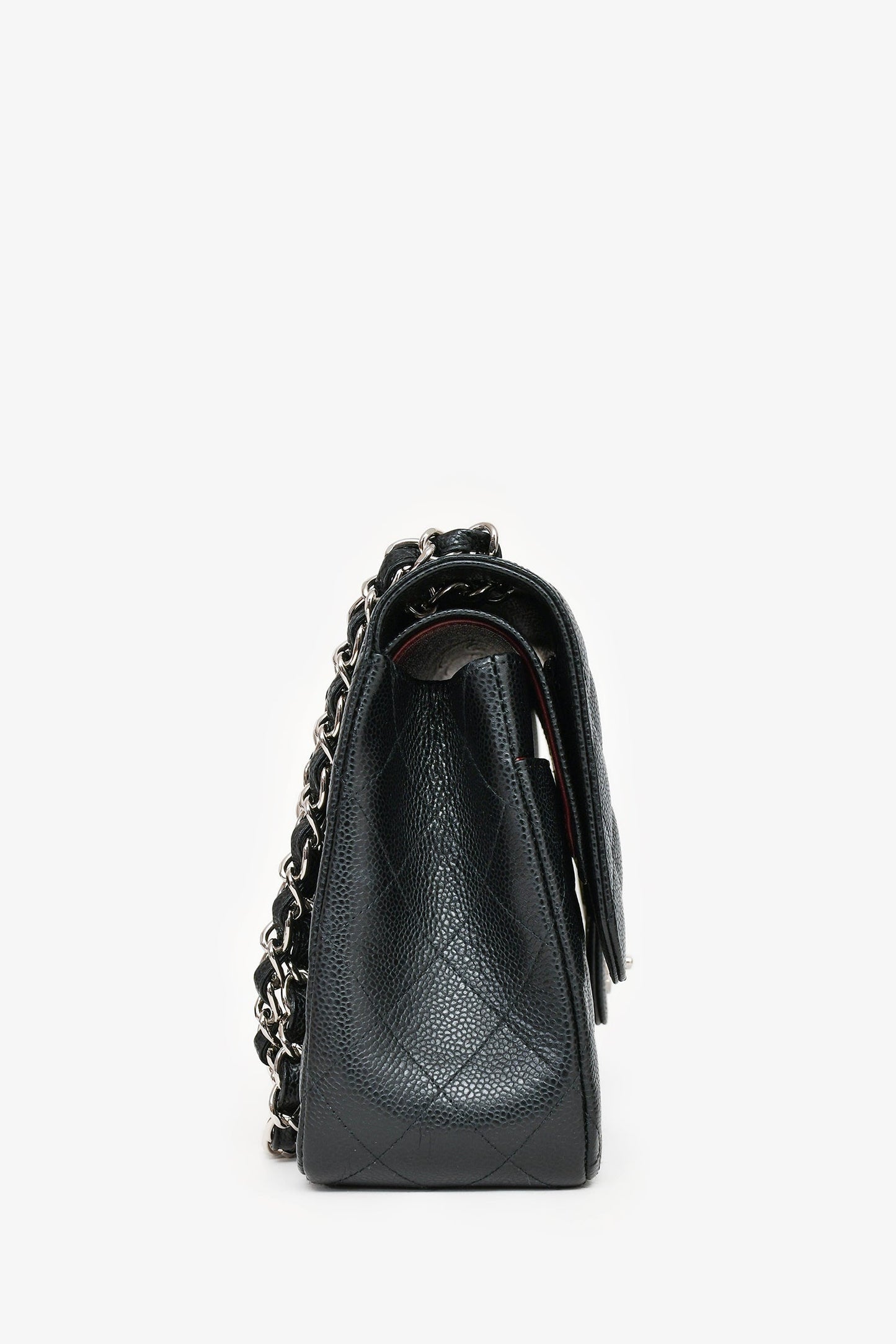 Chanel™ 2014 Black Caviar Leather Jumbo Double Flap Shoulder Bag