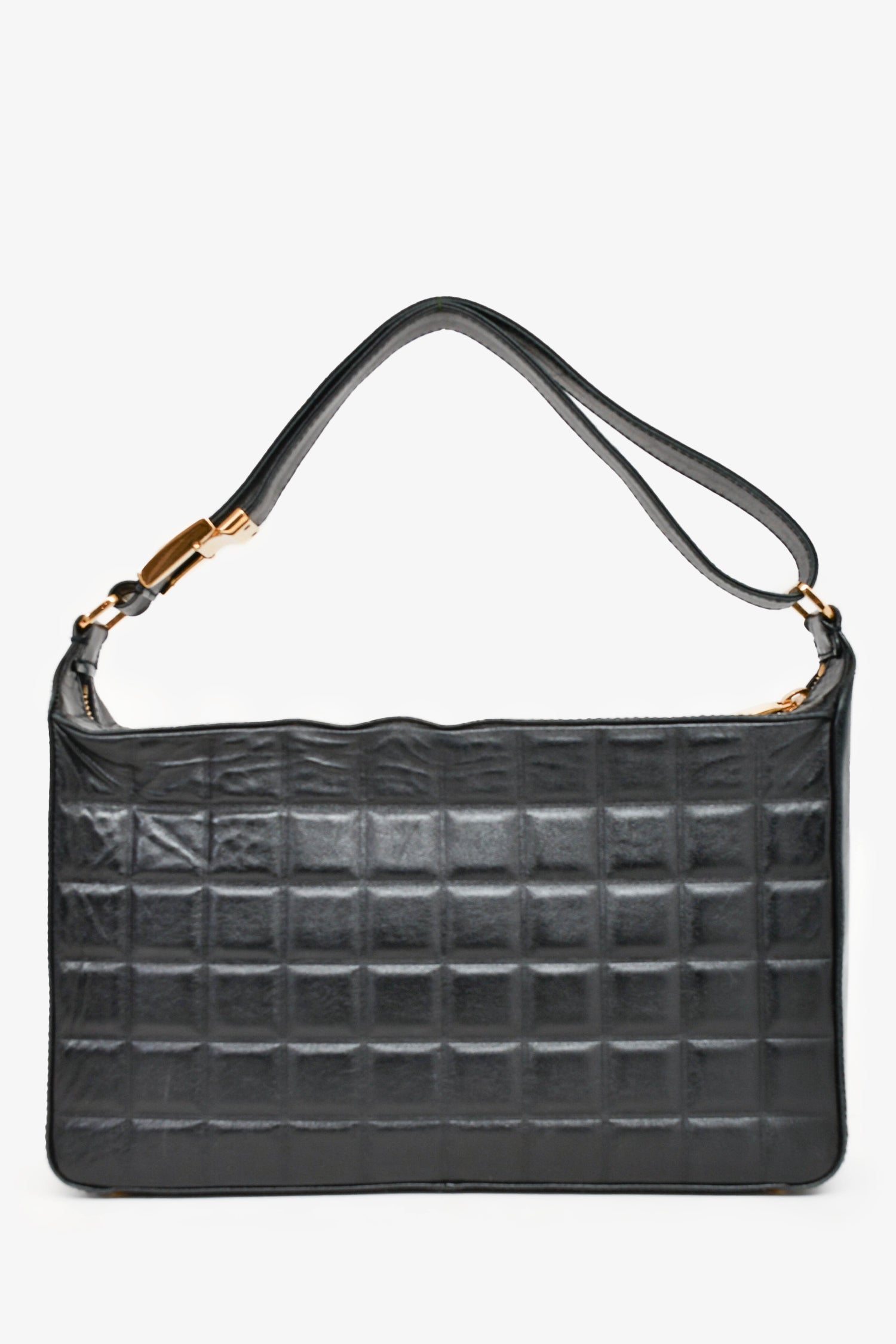 Chanel™ 2003/2004 Black Leather Choco Bar CC Shoulder Bag