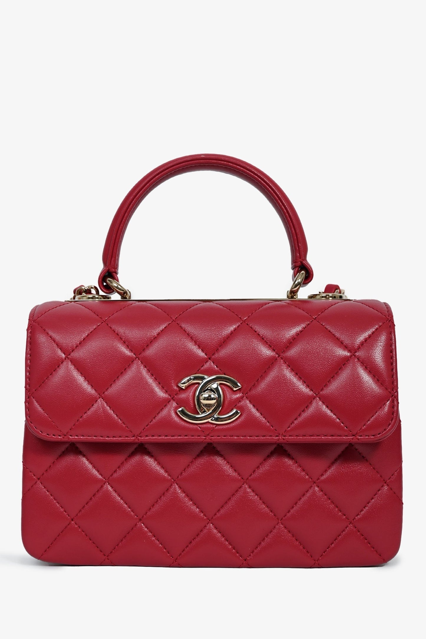Chanel™ Magenta Leather Trendy CC Small Top Handle Handbag