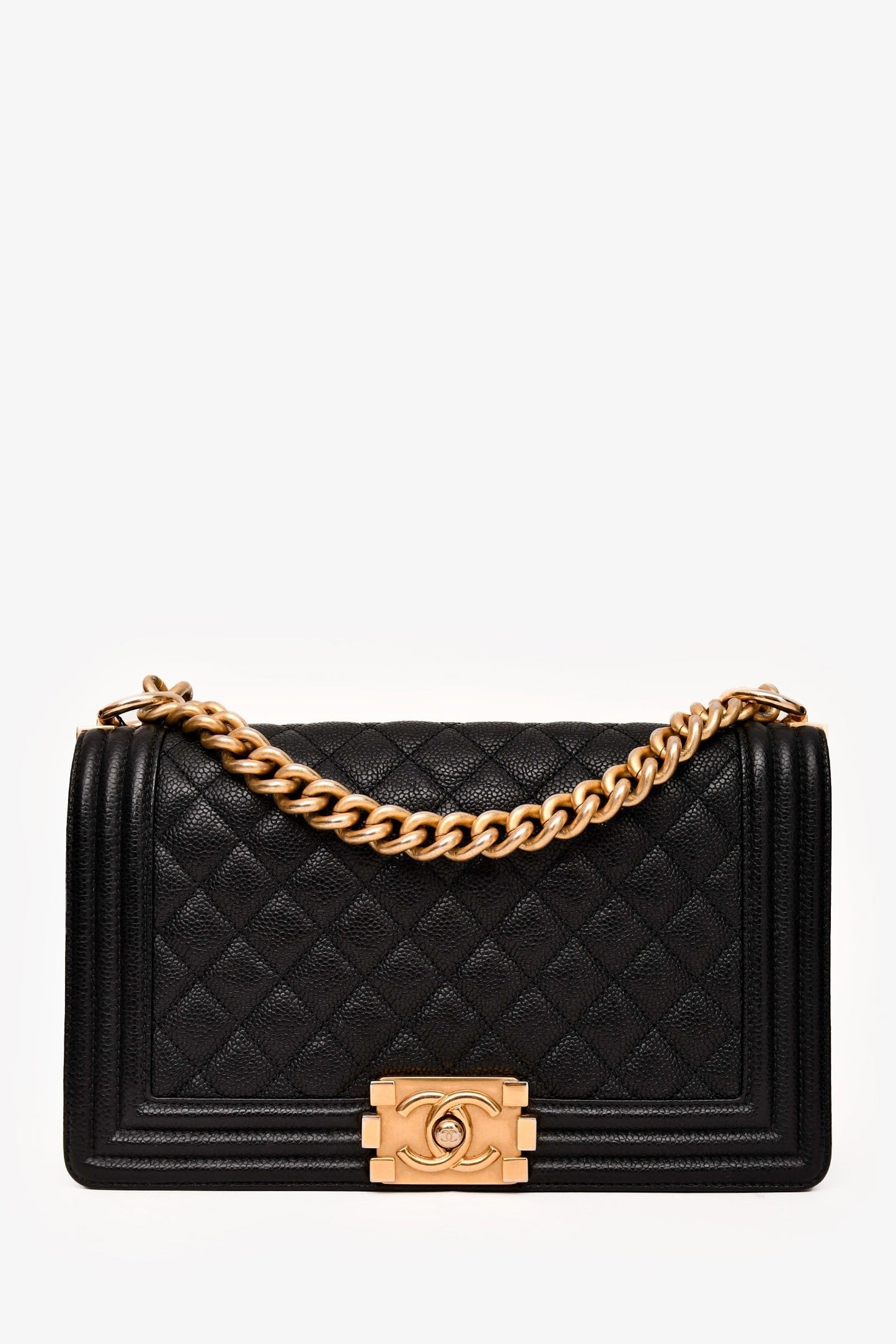 Chanel™ 2016-17 Black Caviar Leather New Medium Boy Crossbody (As Is)