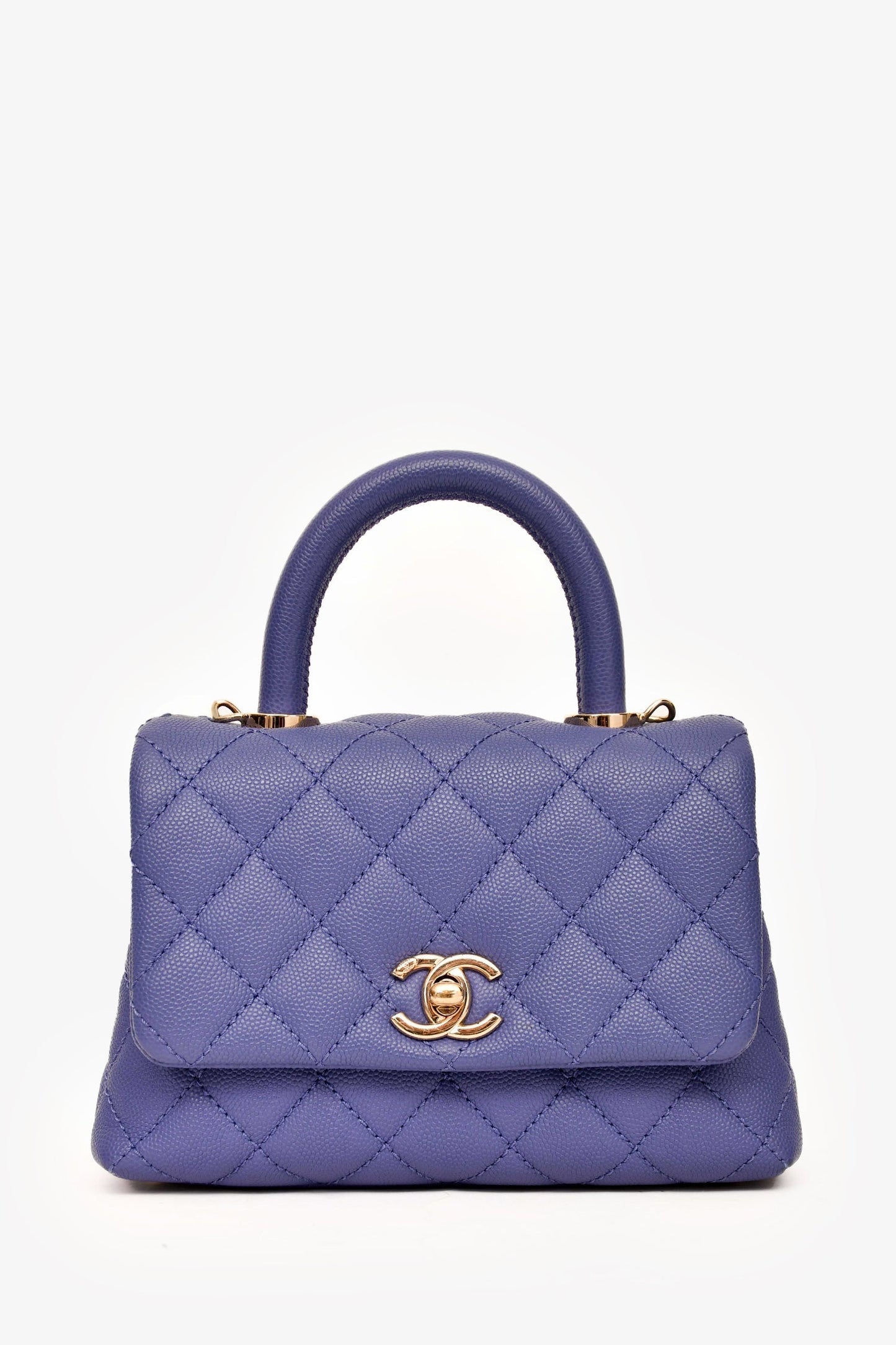 Chanel™ 2020 Purple Caviar Leather Mini Coco Top Handle Handbag