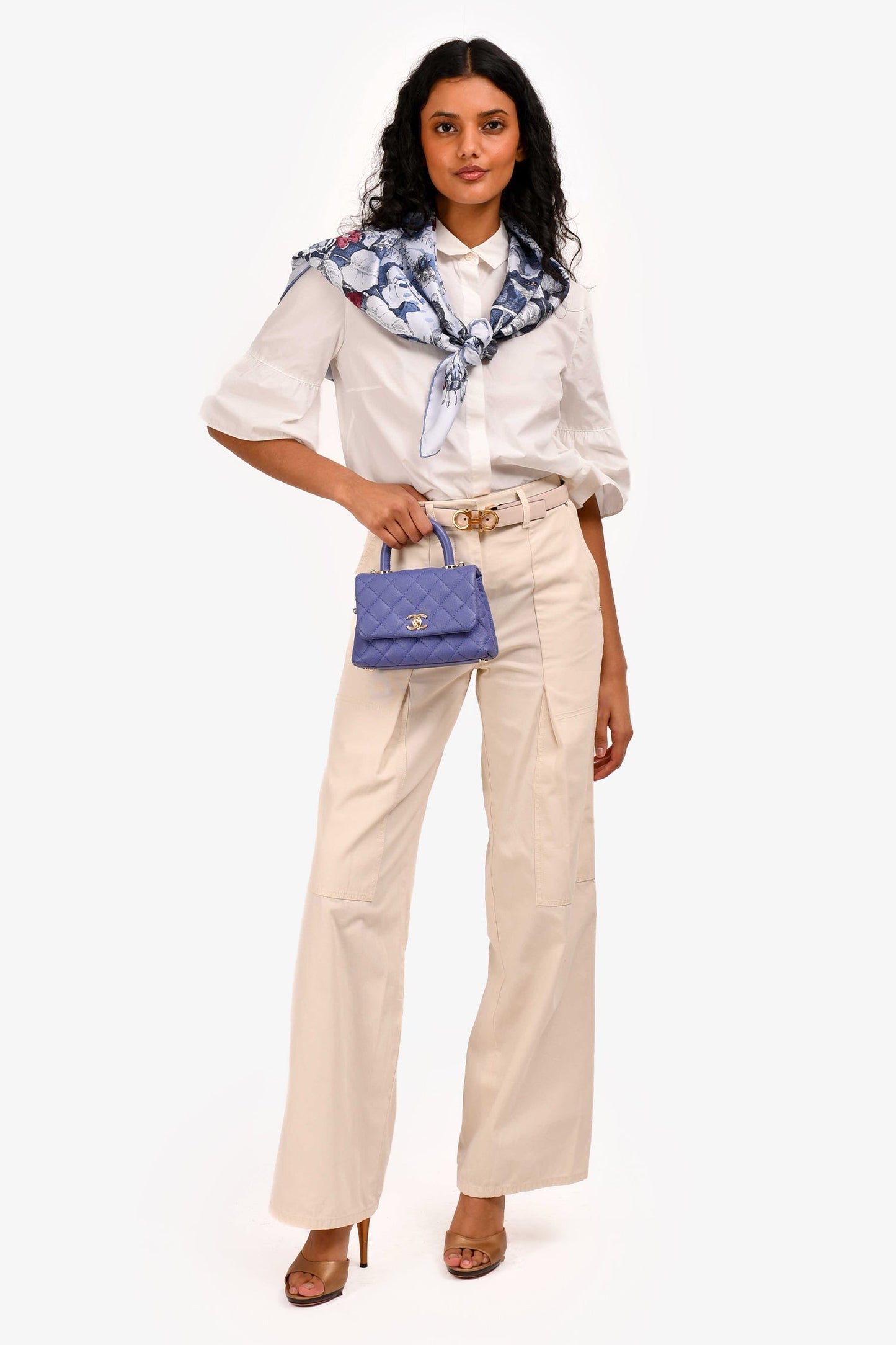 Chanel™ 2020 Purple Caviar Leather Mini Coco Top Handle Handbag