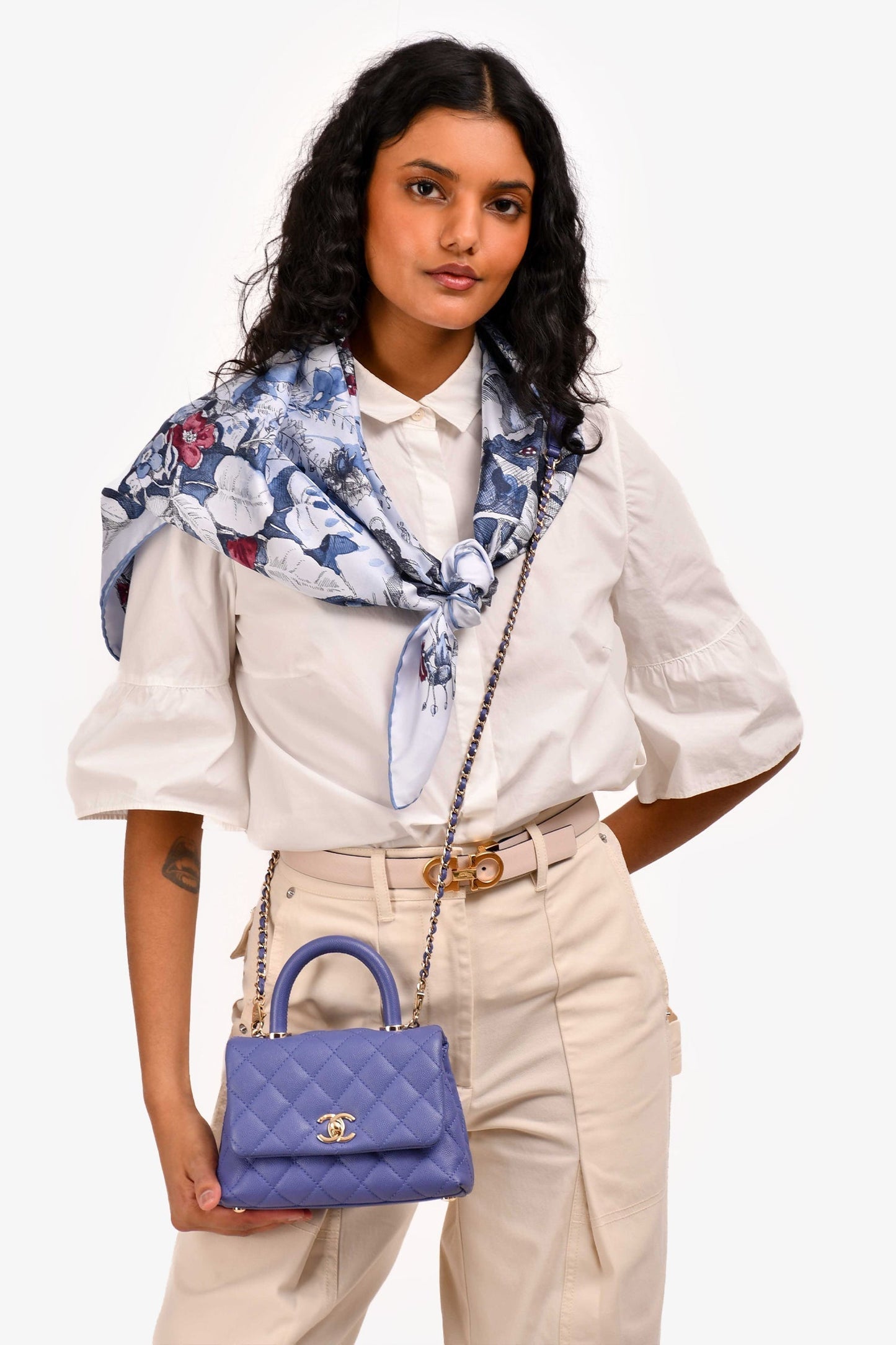 Chanel™ 2020 Purple Caviar Leather Mini Coco Top Handle Handbag