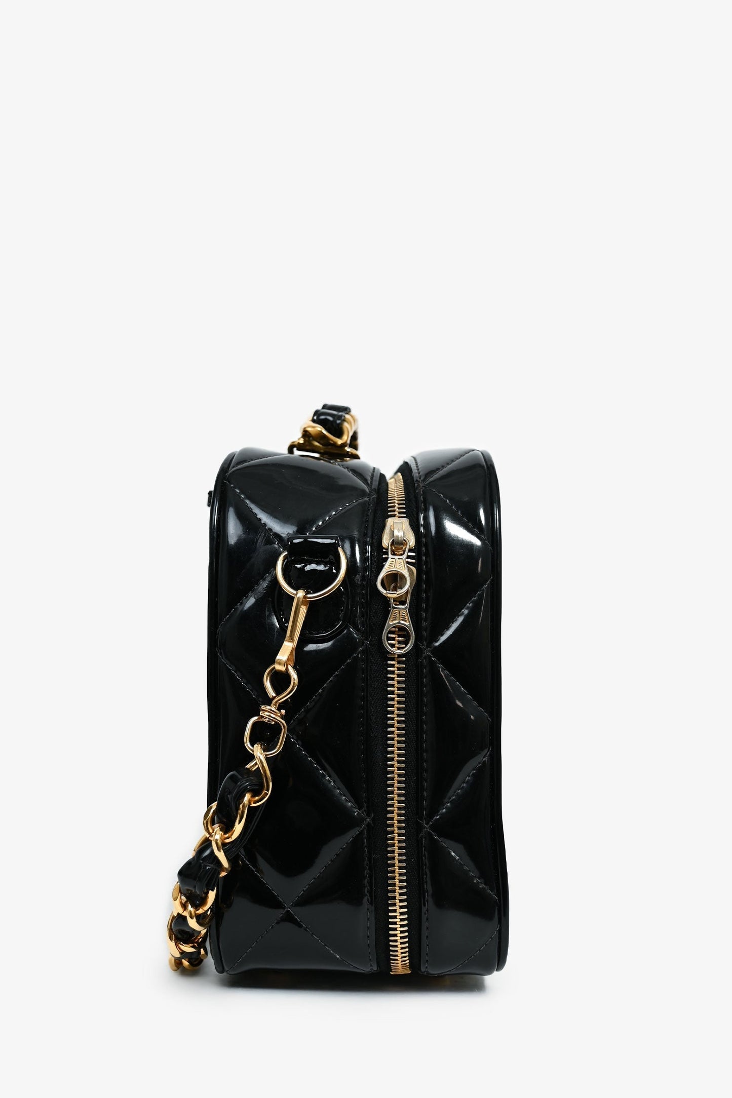 Chanel™ 1994-96 Black Patent Leather Large Vanity Case Handbag