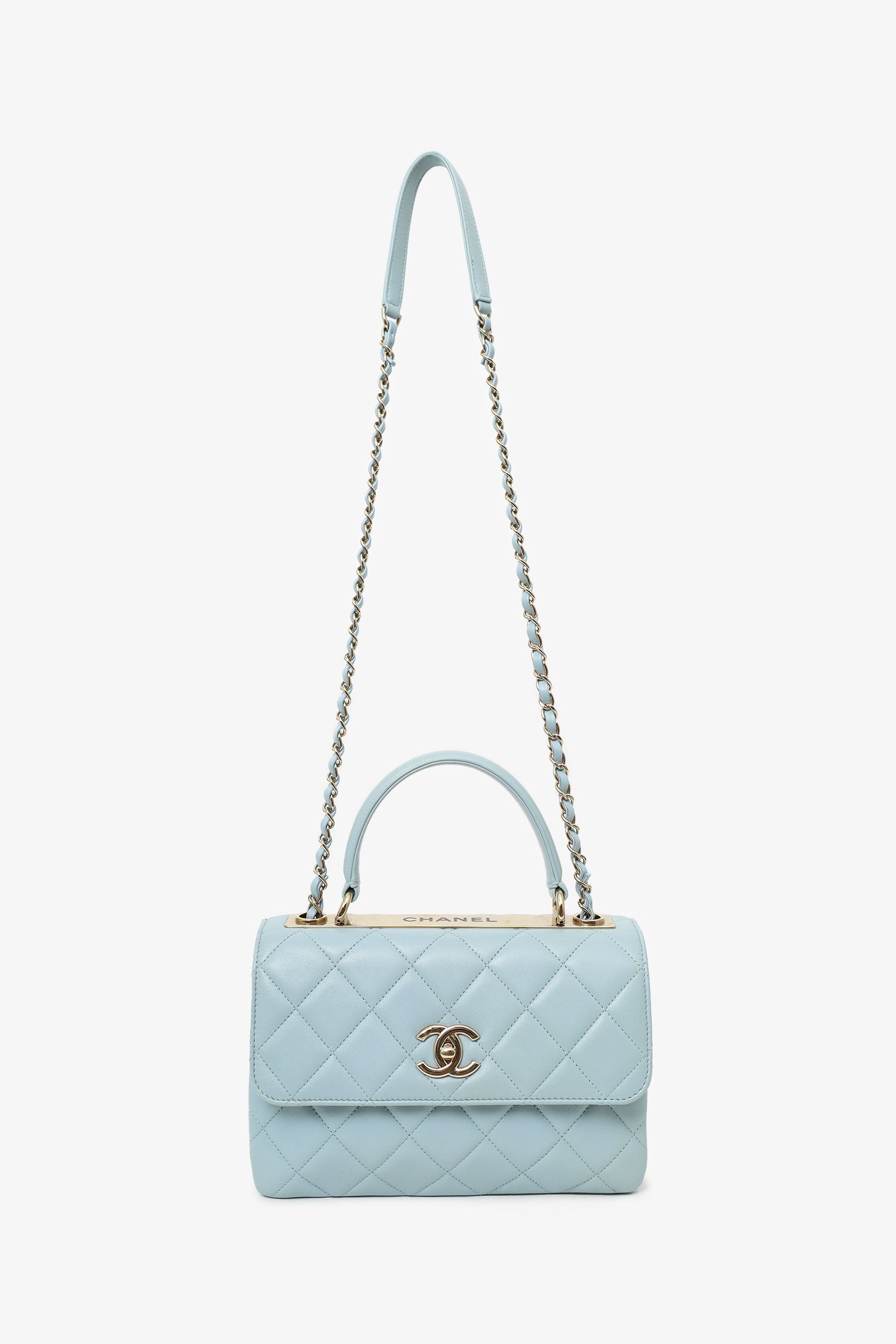 Chanel™ Blue Quilted Lambskin Medium Trendy CC Top Handle Handbag