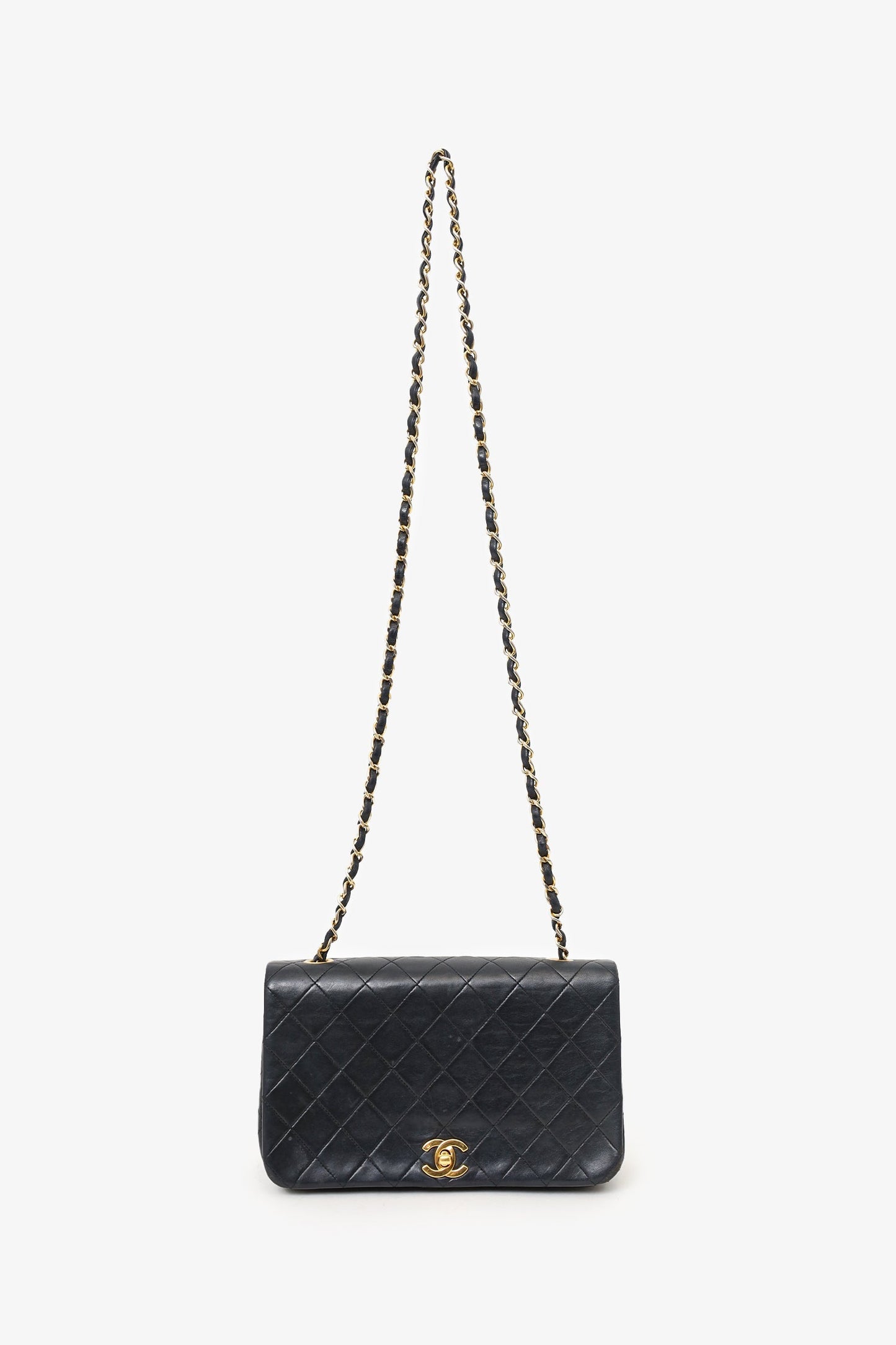 Chanel™ 1989-91 Black Quilted Lambskin Full Flap Bag (As Is)