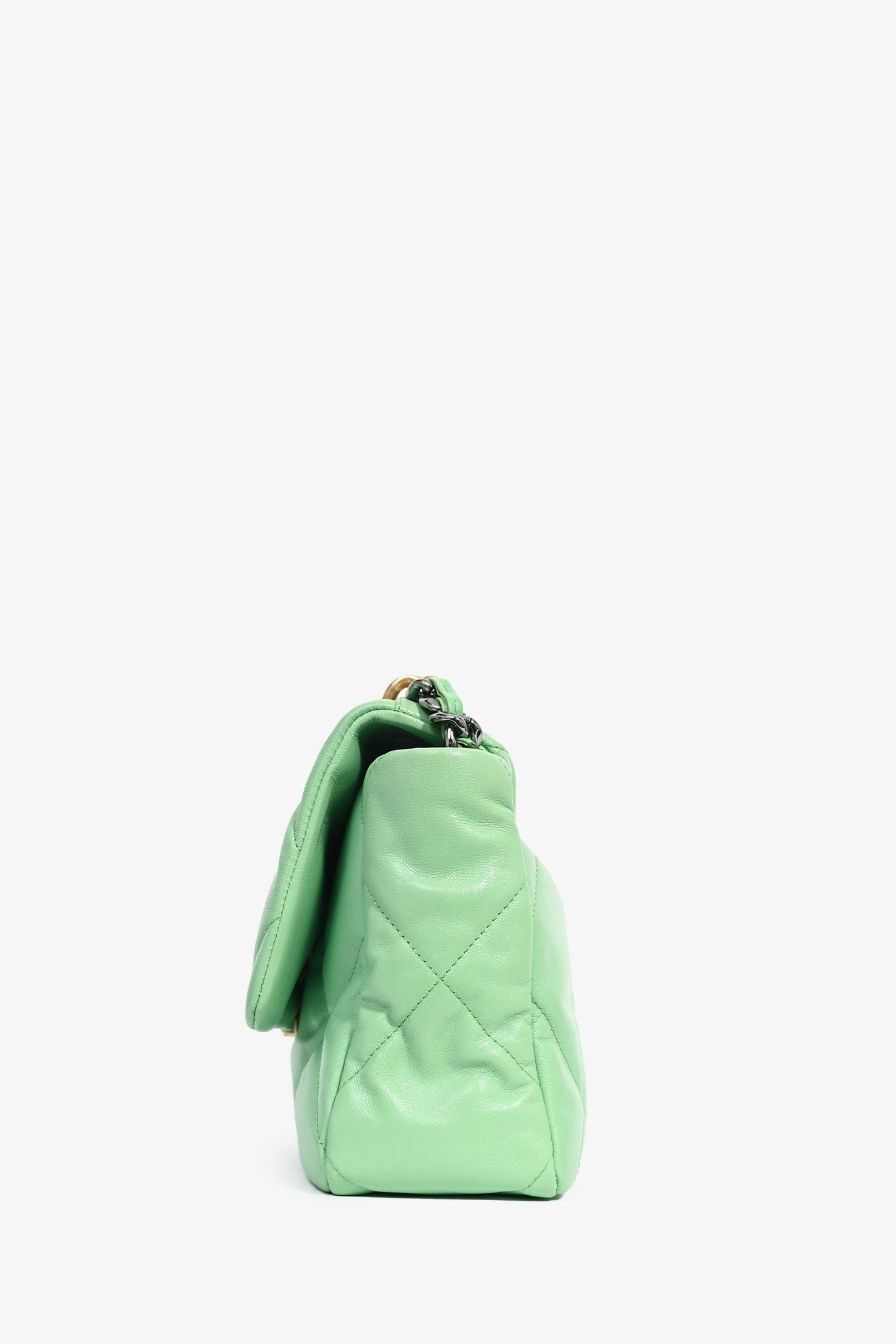 Chanel™ Green Leather Large 19 Flap Shoulder Bag