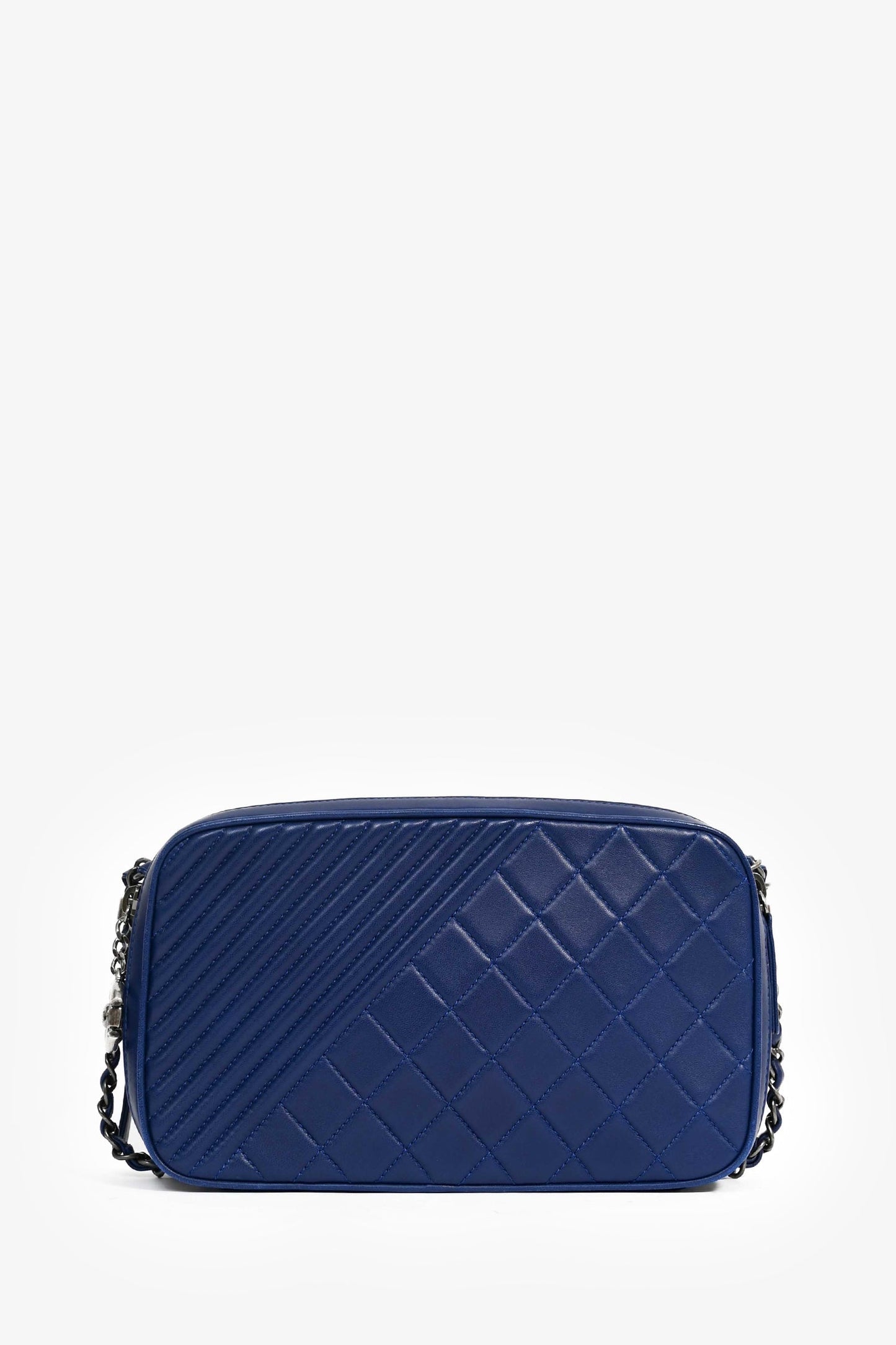 Chanel™ Blue Leather Pewter Large CC Coco Camera Boy Bag