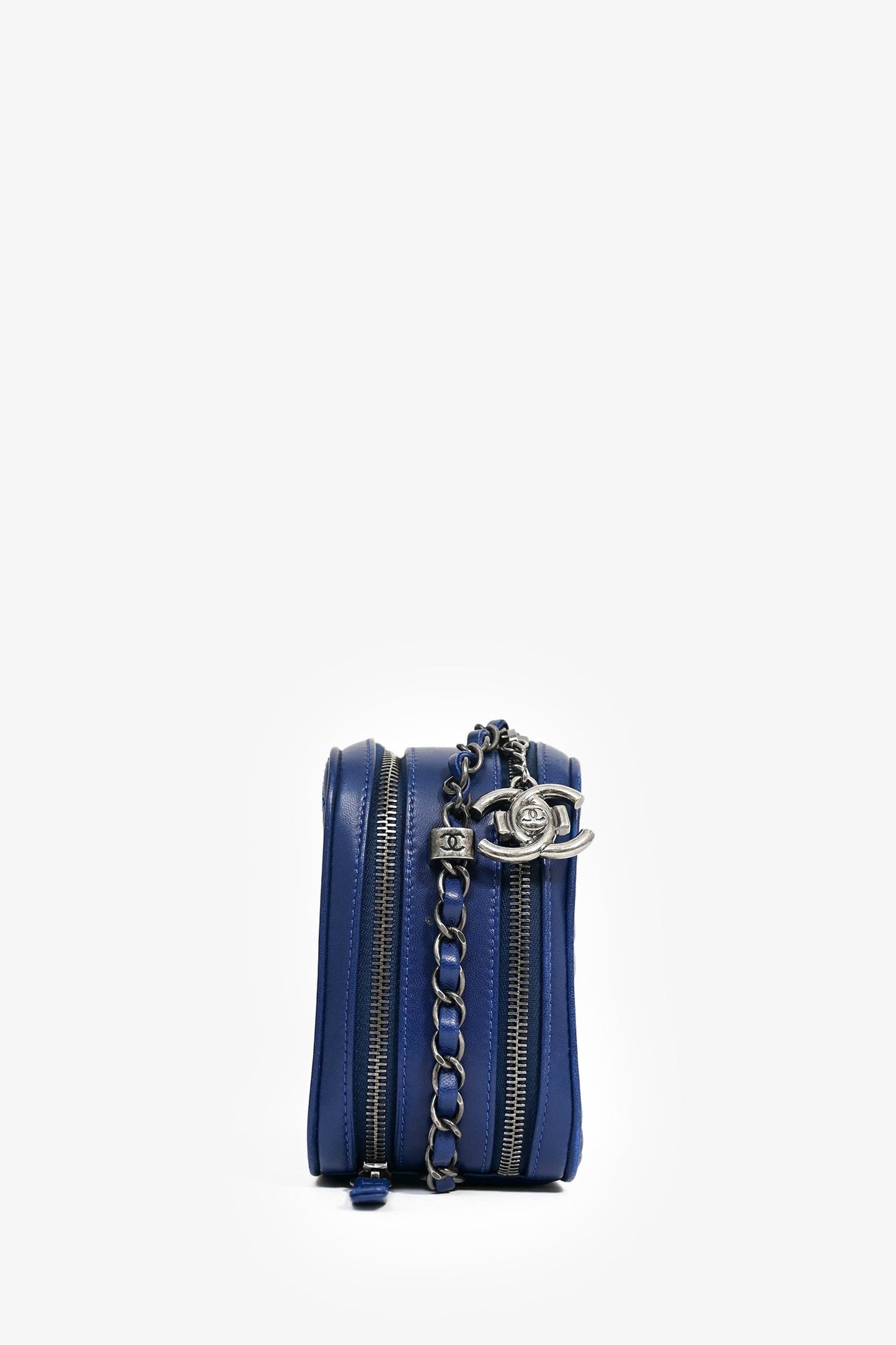 Chanel™ Blue Leather Pewter Large CC Coco Camera Boy Bag