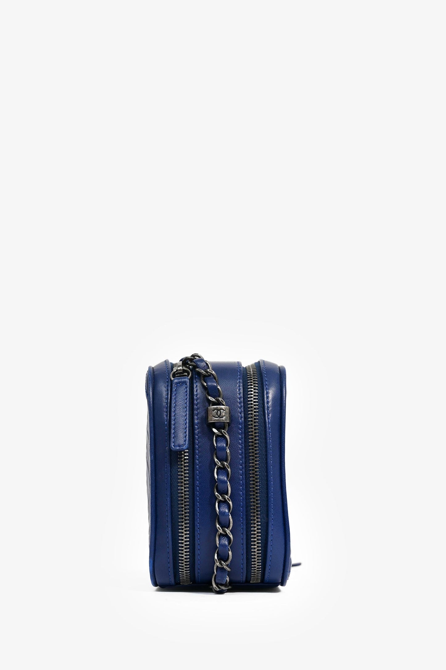 Chanel™ Blue Leather Pewter Large CC Coco Camera Boy Bag