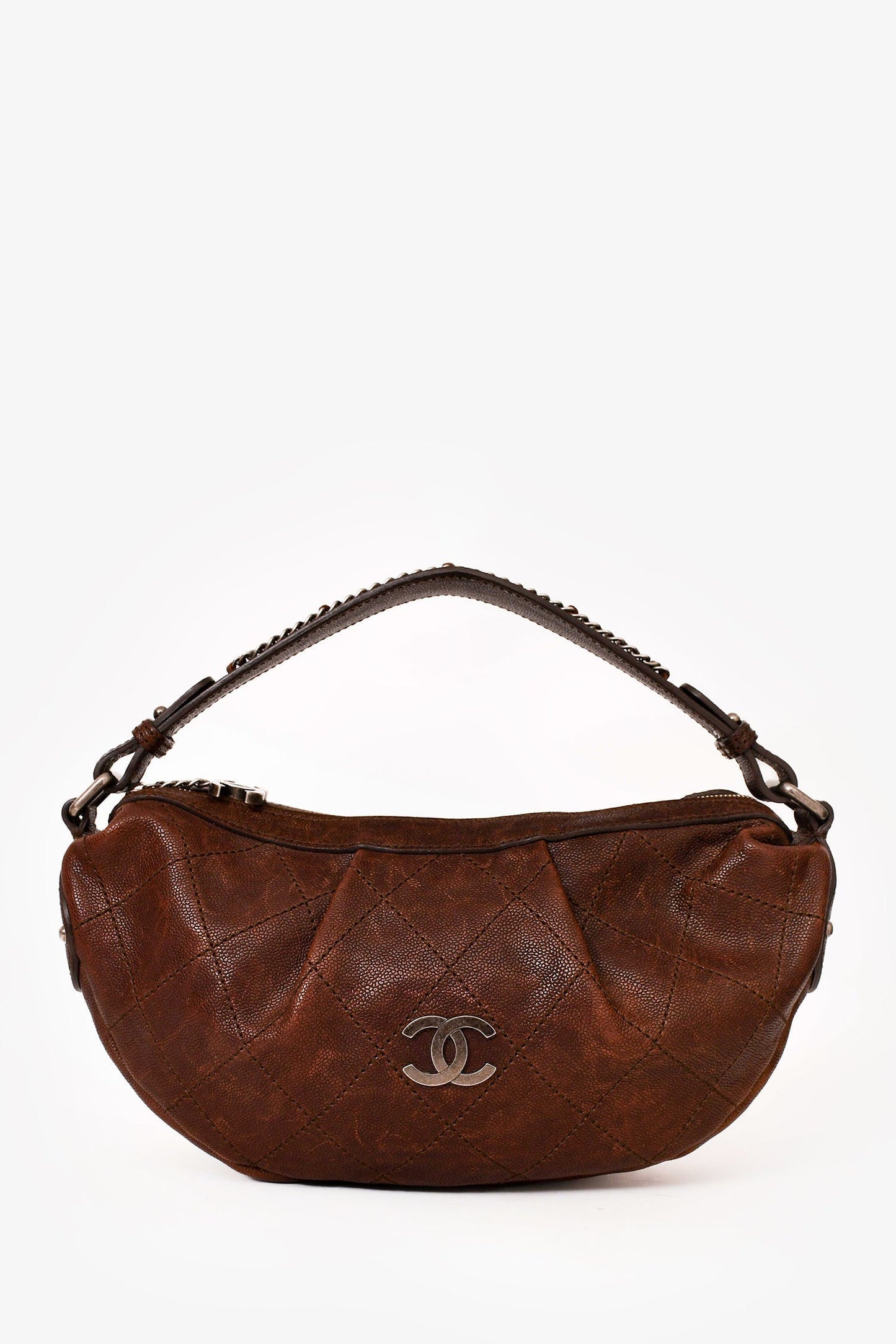 Chanel™ 2005/2006 Brown Caviar Outdoor Ligne Small Hobo Bag
