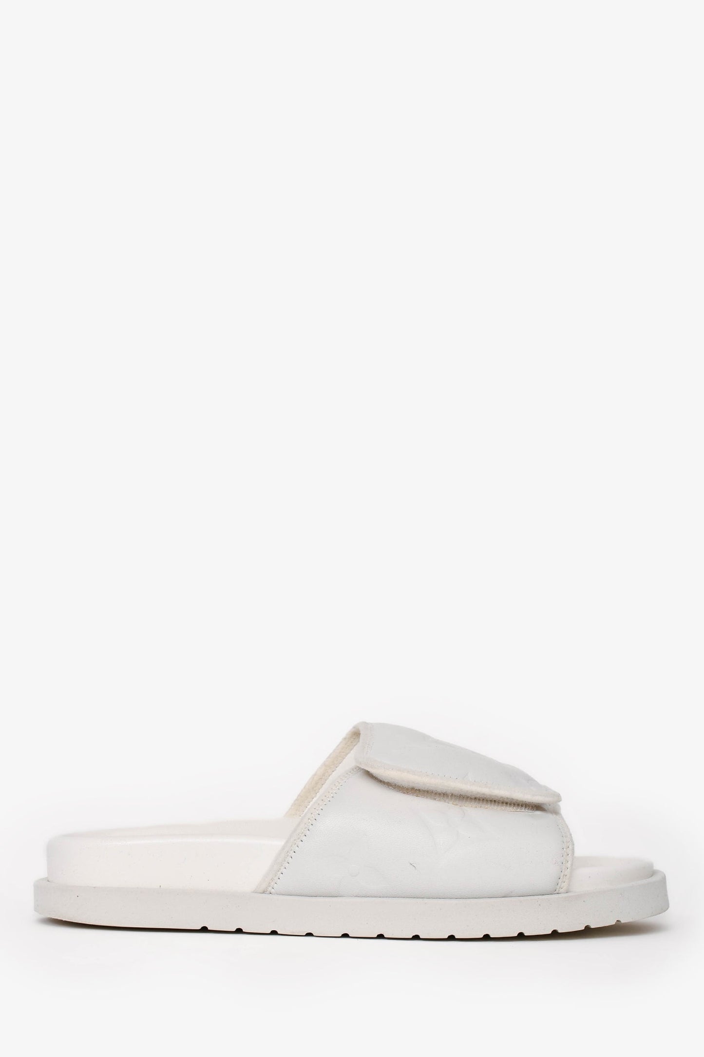 Louis Vuitton White Rubber/Leather Miami Slides Size 7 Mens