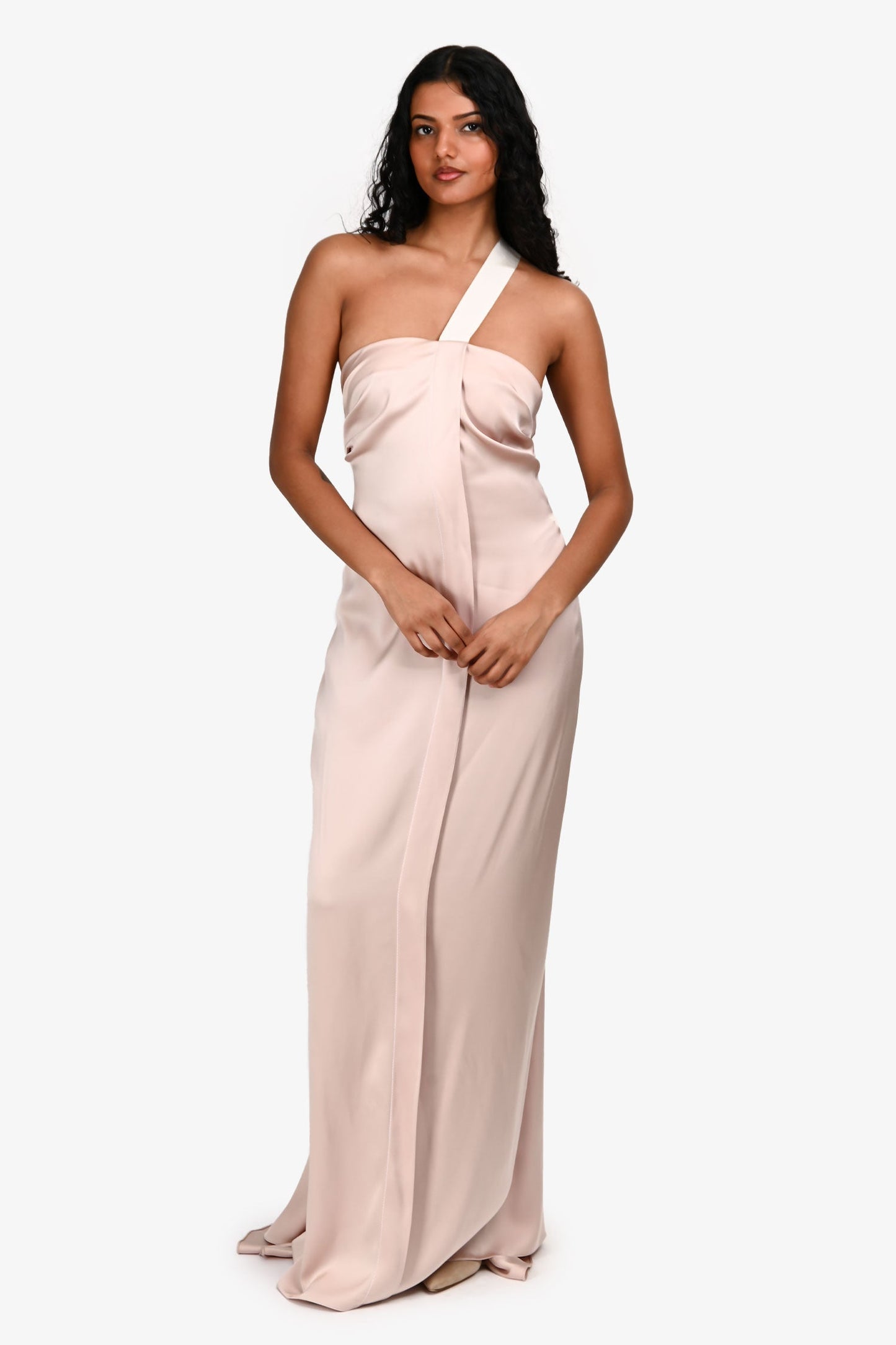 Fendi Champagne Pink Silk Long Gown Size 2 US