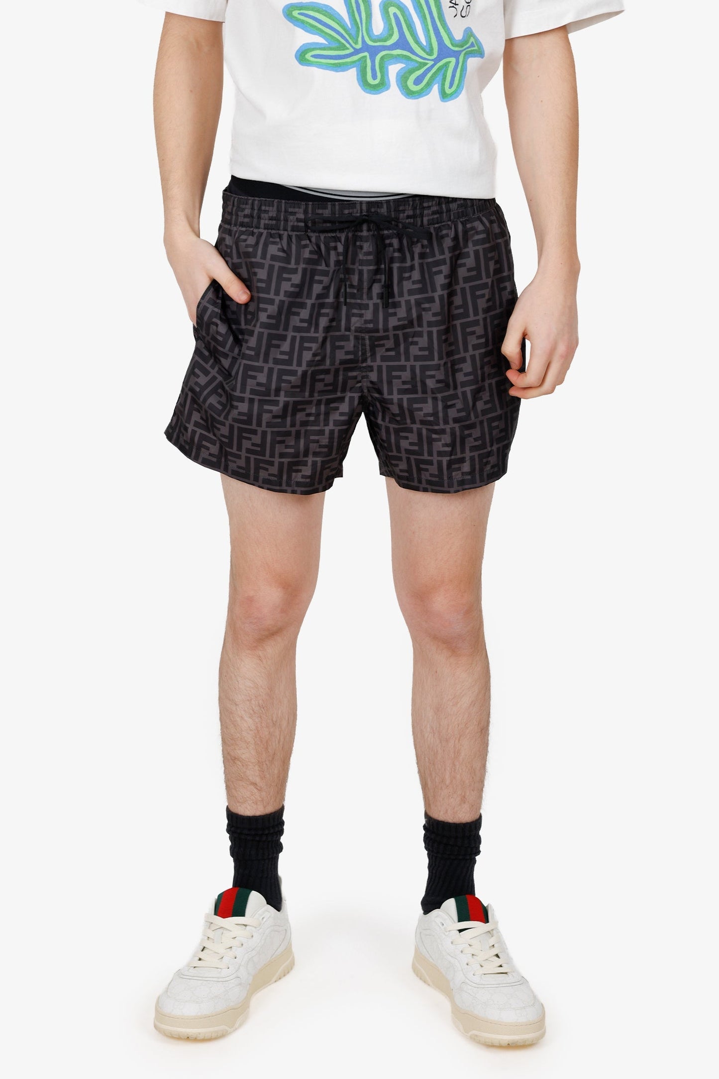 Fendi Grey FF Zucca Print Swim Shorts Size 48 Mens