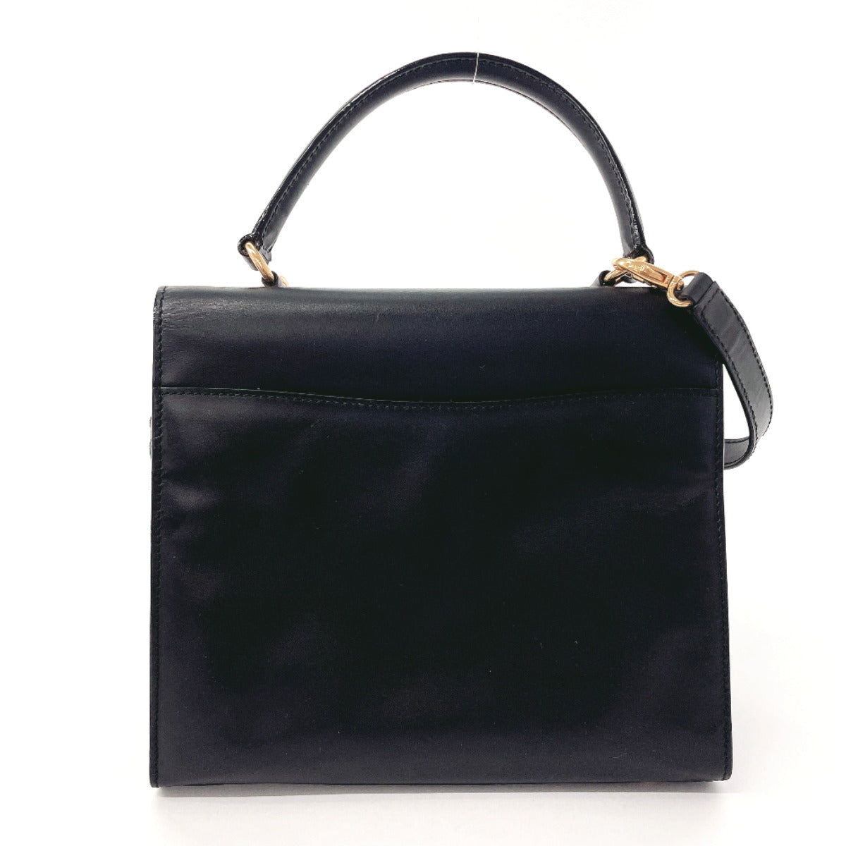 CELINE Handbag leather black Kelly type Women