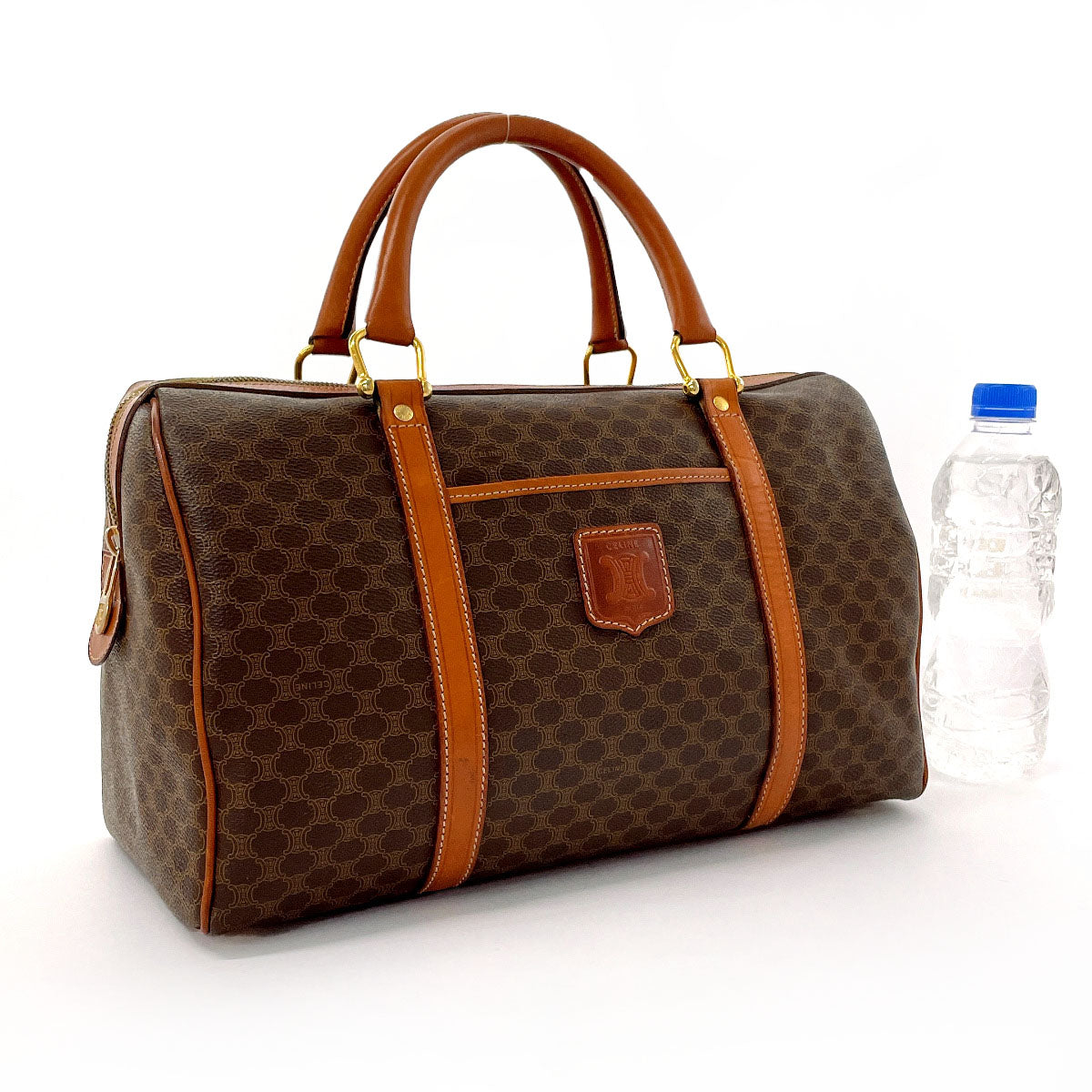 CELINE Handbag PVC, Leather Brown Macadam Mini Boston Women