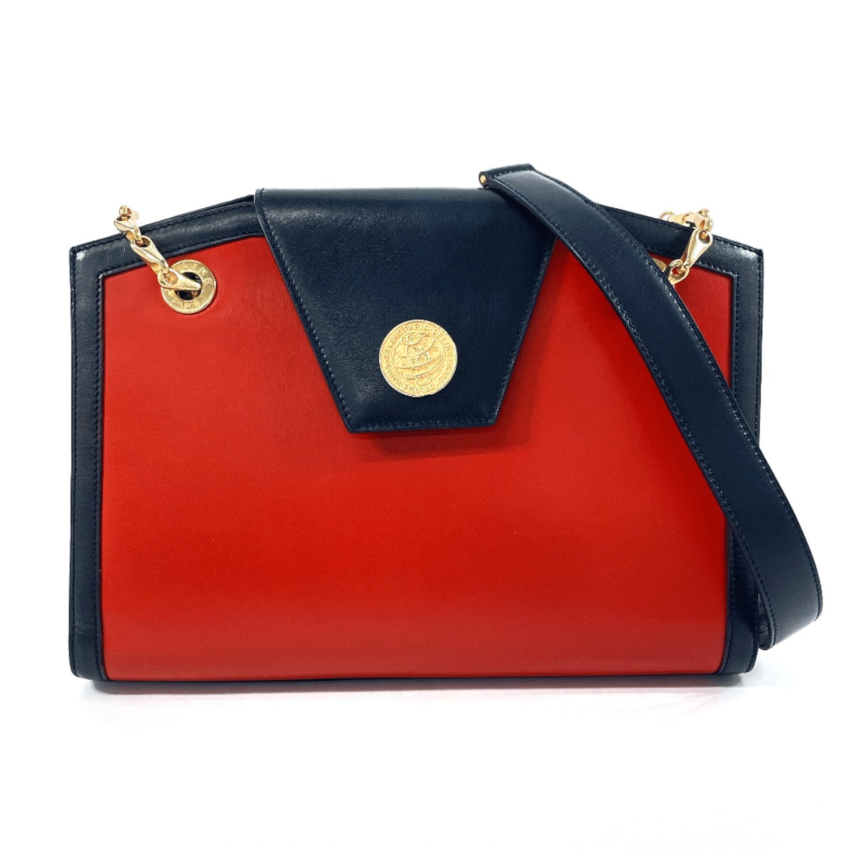 CELINE Shoulder Bag leather Red ChainShoulder Women