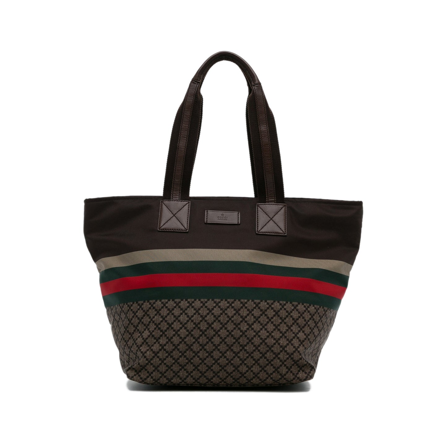 Gucci Web Brown Canvas Nylon Tote